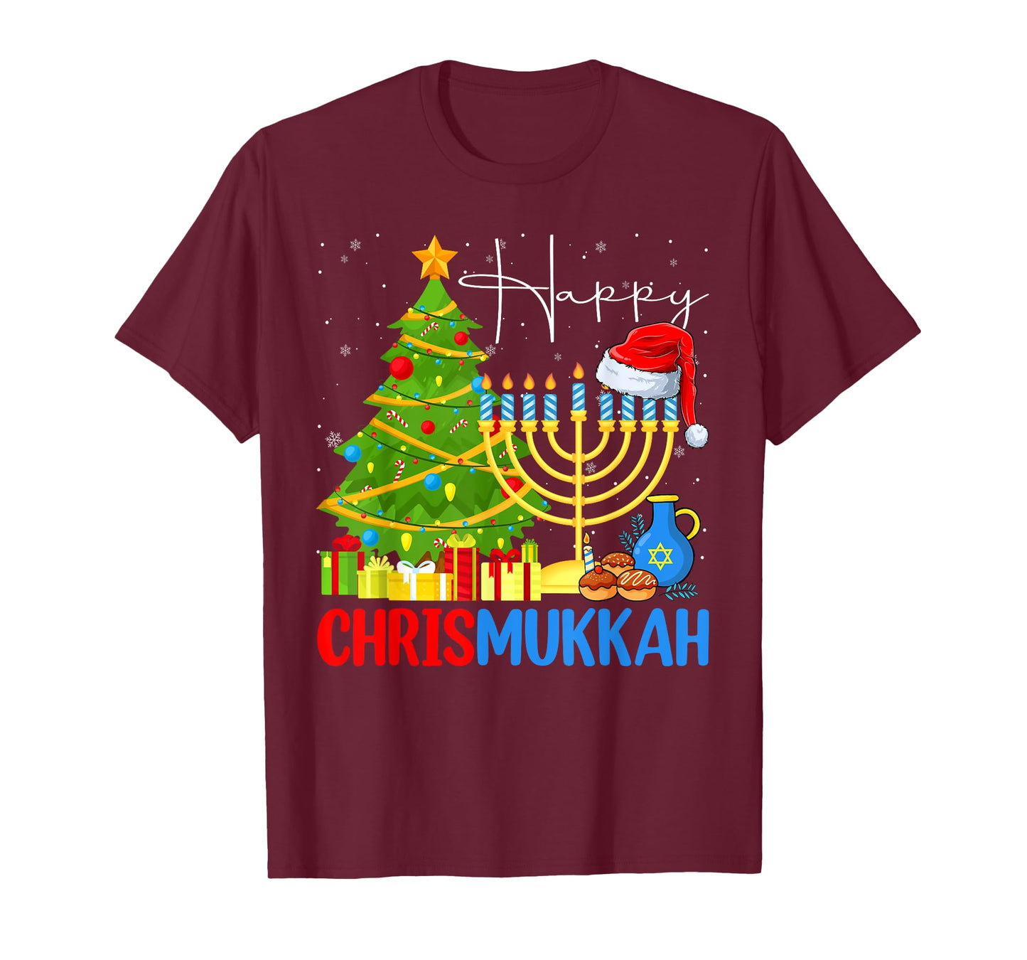 Happy Chrismukkah Merry Christmas Happy Chanukah Jewish T-Shirt