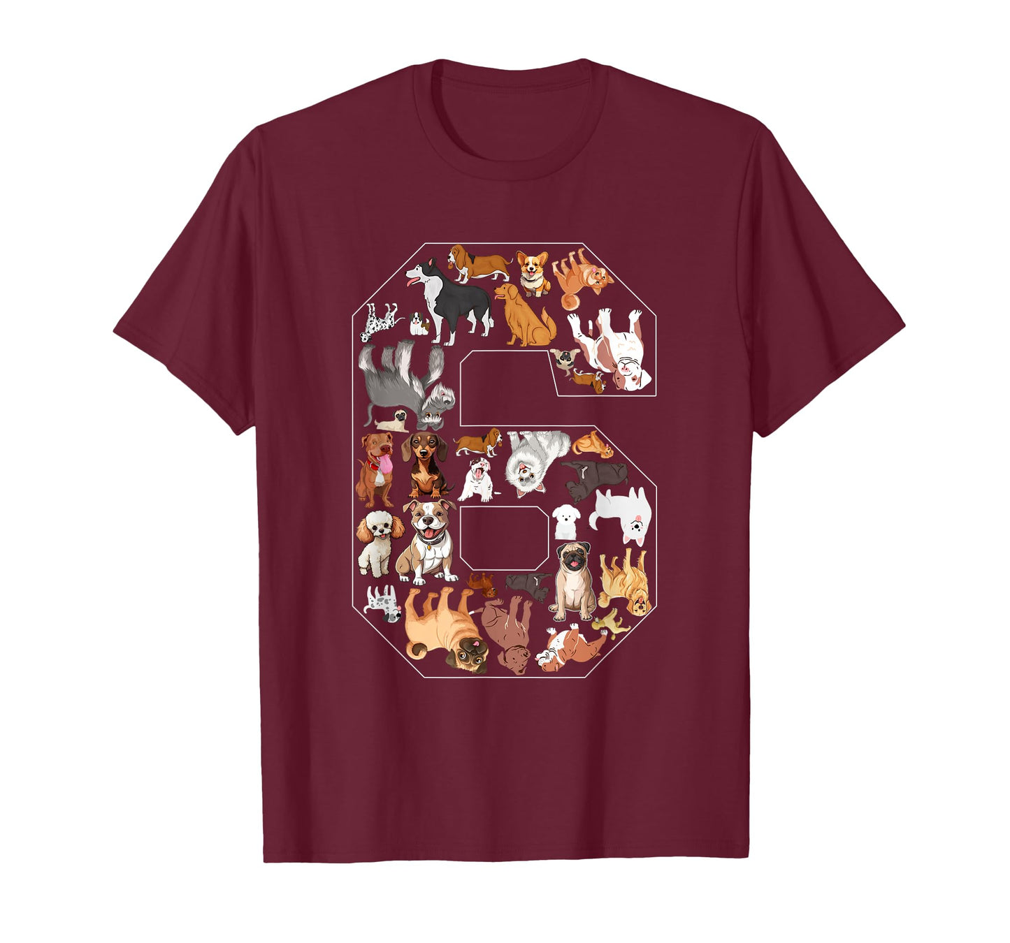 6th Birthday Dog Lovers 6 Year Old Boys Girls Party T-Shirt
