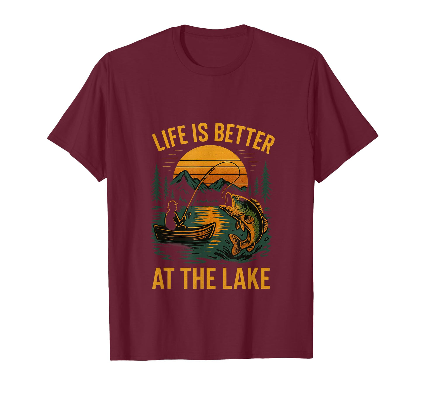 Life Is Better at the Lake – Vintage Fishing Nature Design T-Shirt