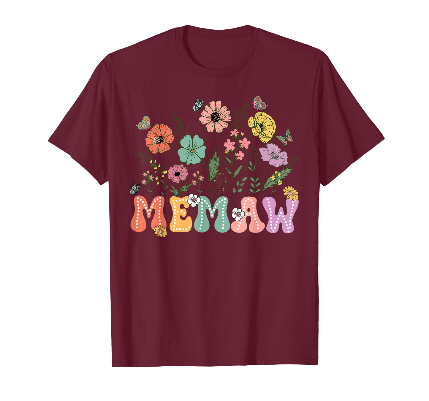 Memaw Mothers Day For Grandma Wildflower Floral Women T-Shirt