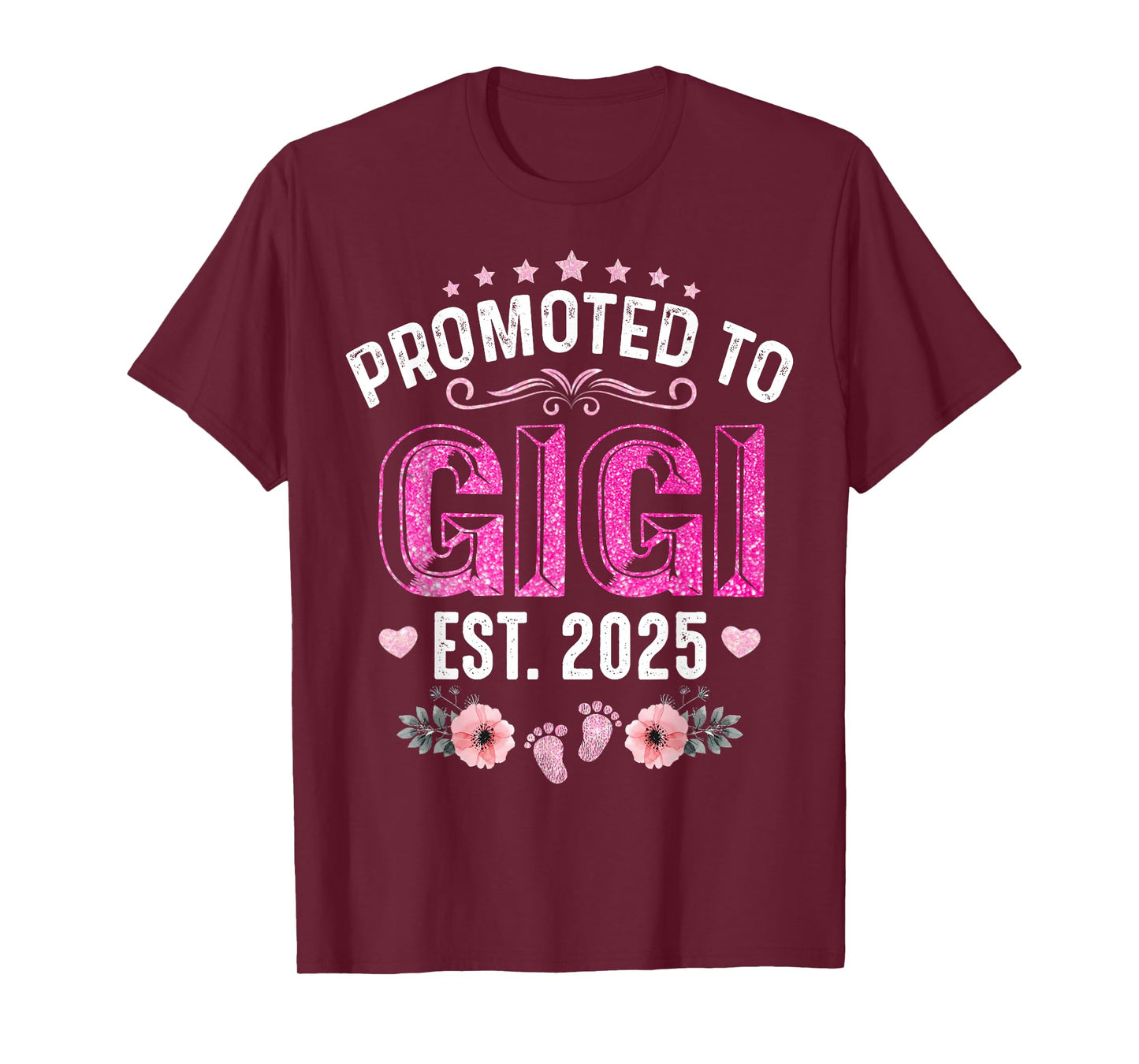 Promoted To Gigi Est. 2025 Funny Floral Mother's Day T-Shirt