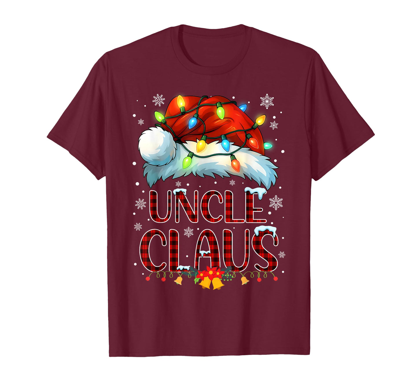 Christmas Hat Lights Pajama Uncle Claus Family Matching T-Shirt