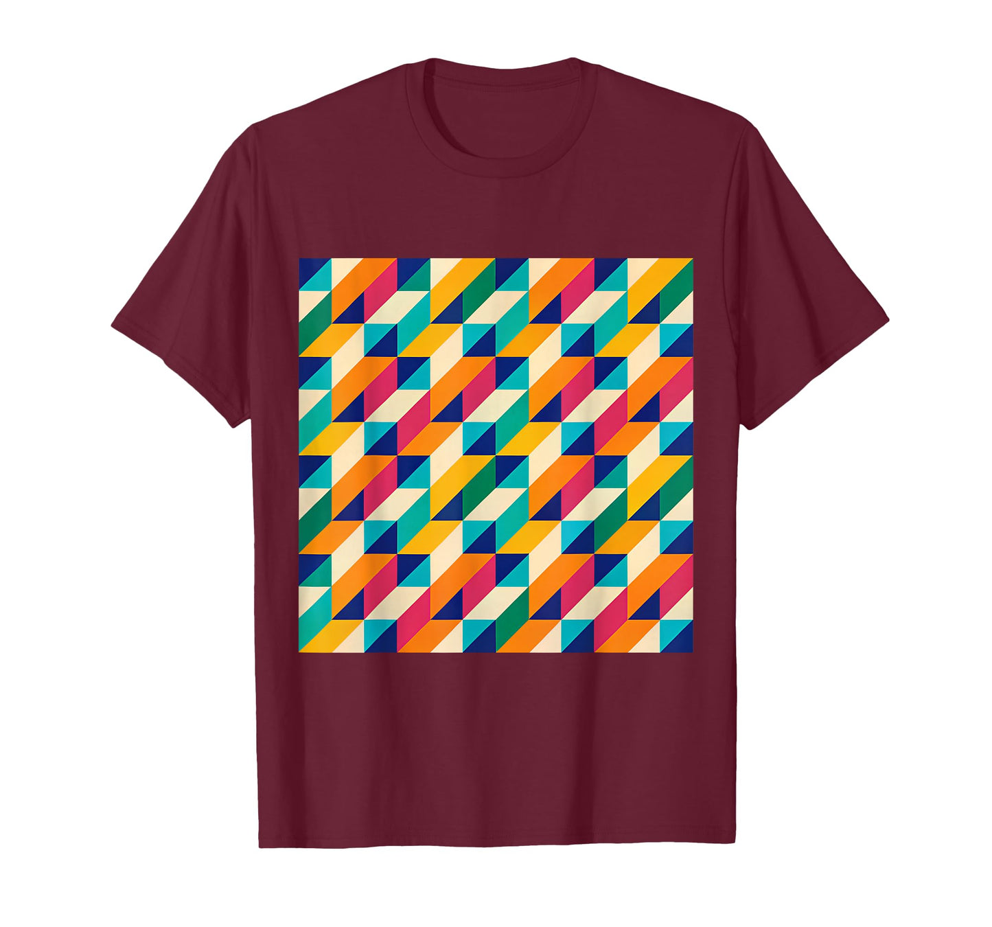 GEOMETRIC TRIANGLE RETRO PATTERN MULTICOLOR OPTICAL ILLUSION T-Shirt
