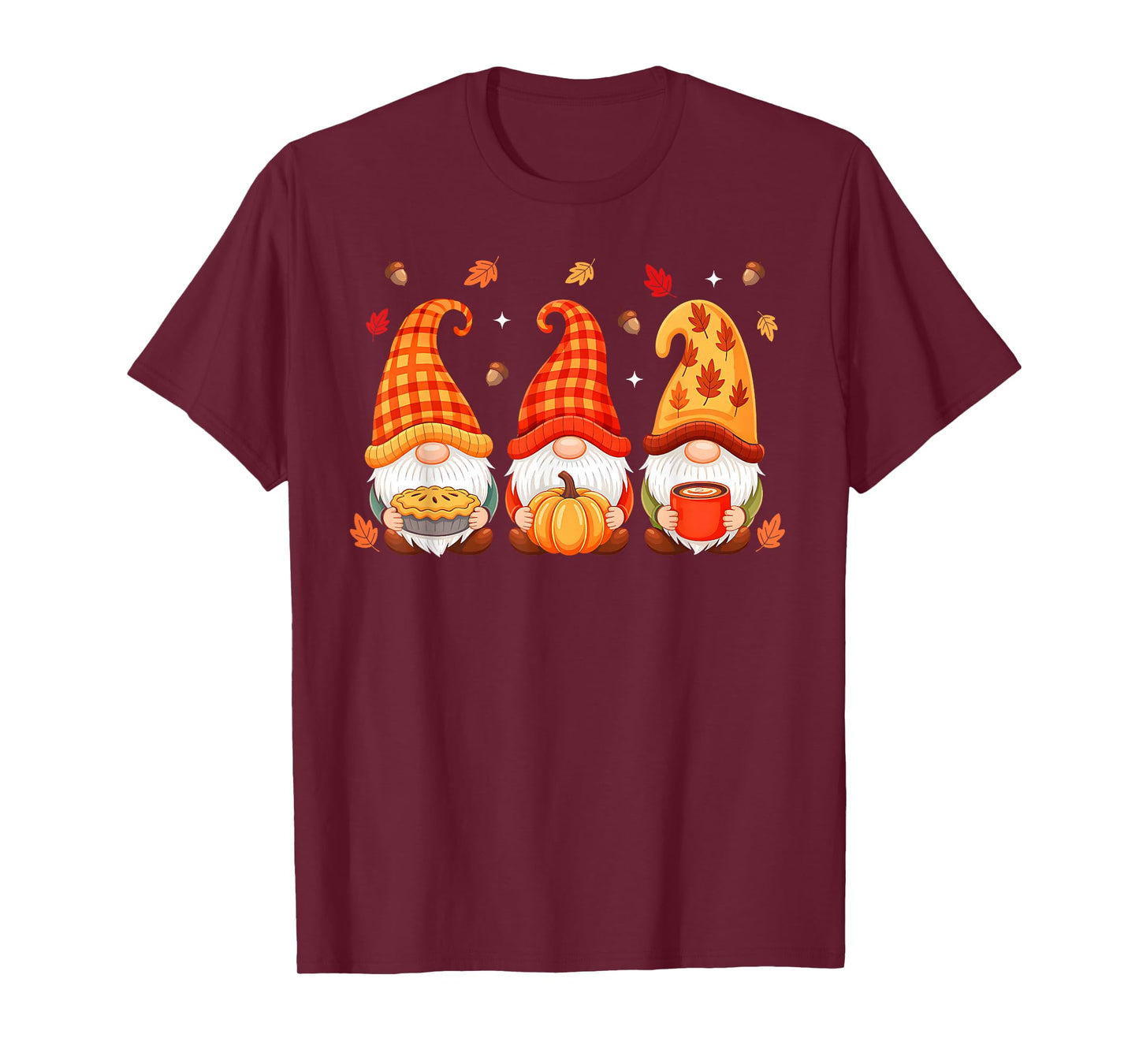 Thanksgiving Gnomes Coffee Latte Fall Autumn Pumpkin Season T-Shirt