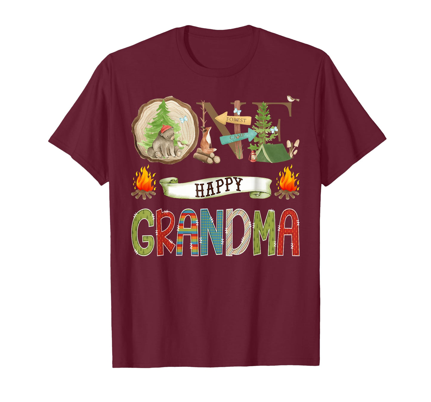 One Happy Grandma Camper 1St Birthday Camping Bear T-Shirt