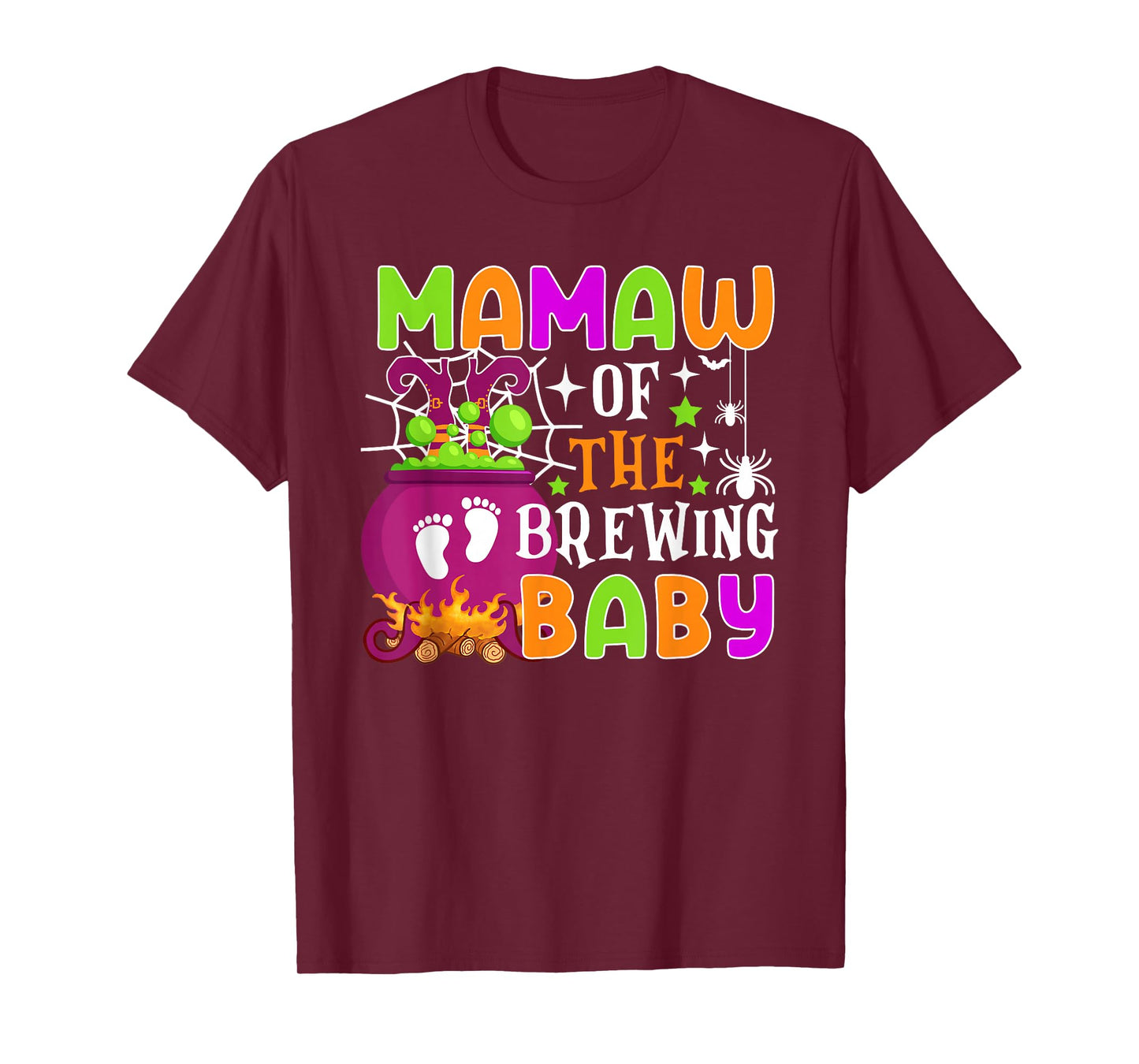 Mamaw of Brewing Baby Halloween Theme Baby Shower Spooky T-Shirt
