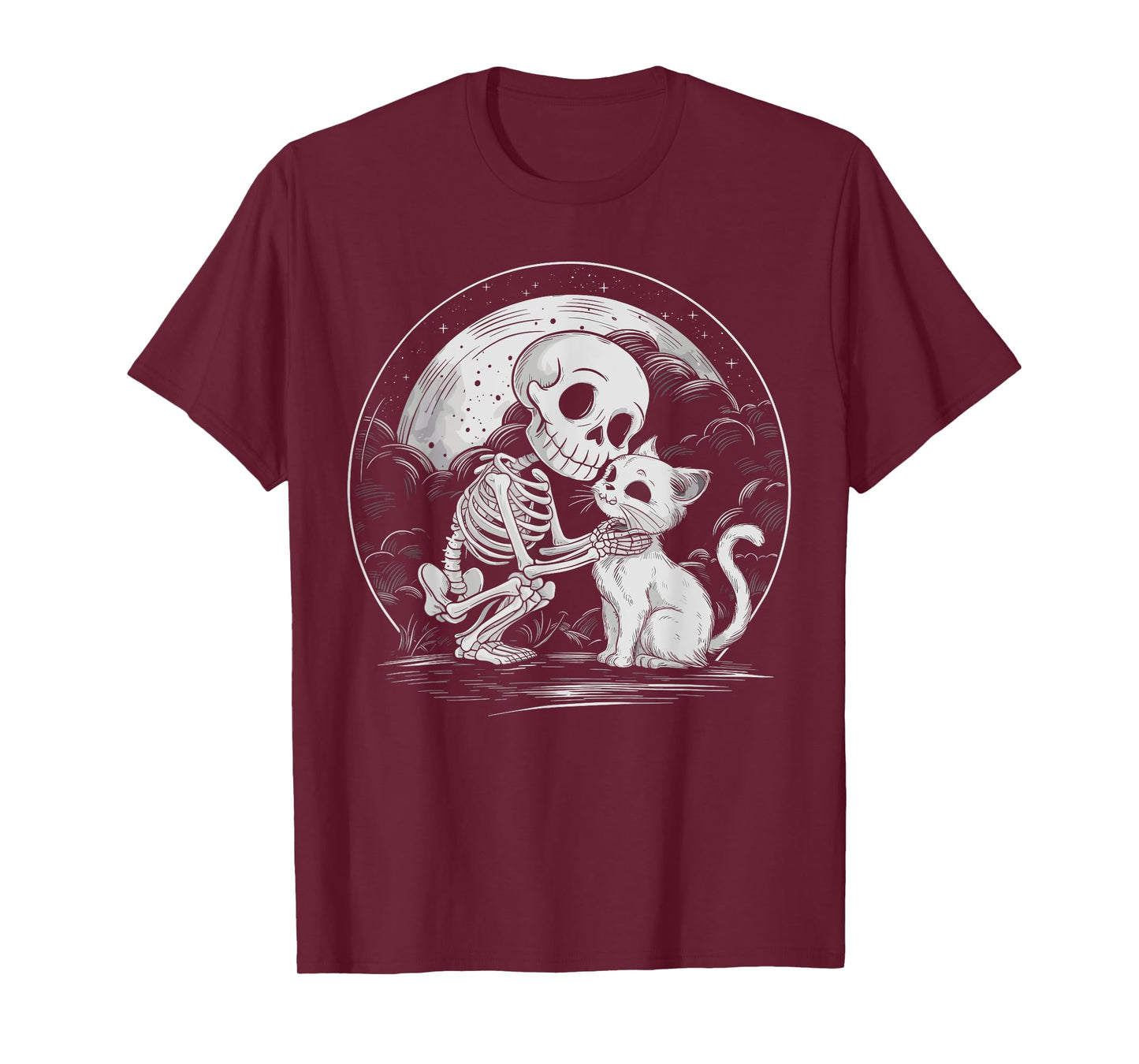 Skeleton Cat Skull Kitty Cute Goth Halloween Costume T-Shirt for Men Women Kids