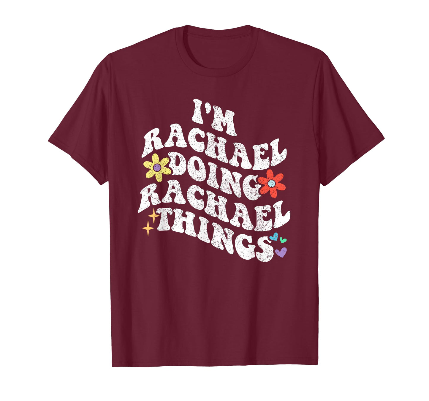 Personalized Name Mothers Day outfit For Women Retro Groovy Im RACHAEL Doing RACHAEL Things Funny Mother's T-Shirt, Female X-Small, Black