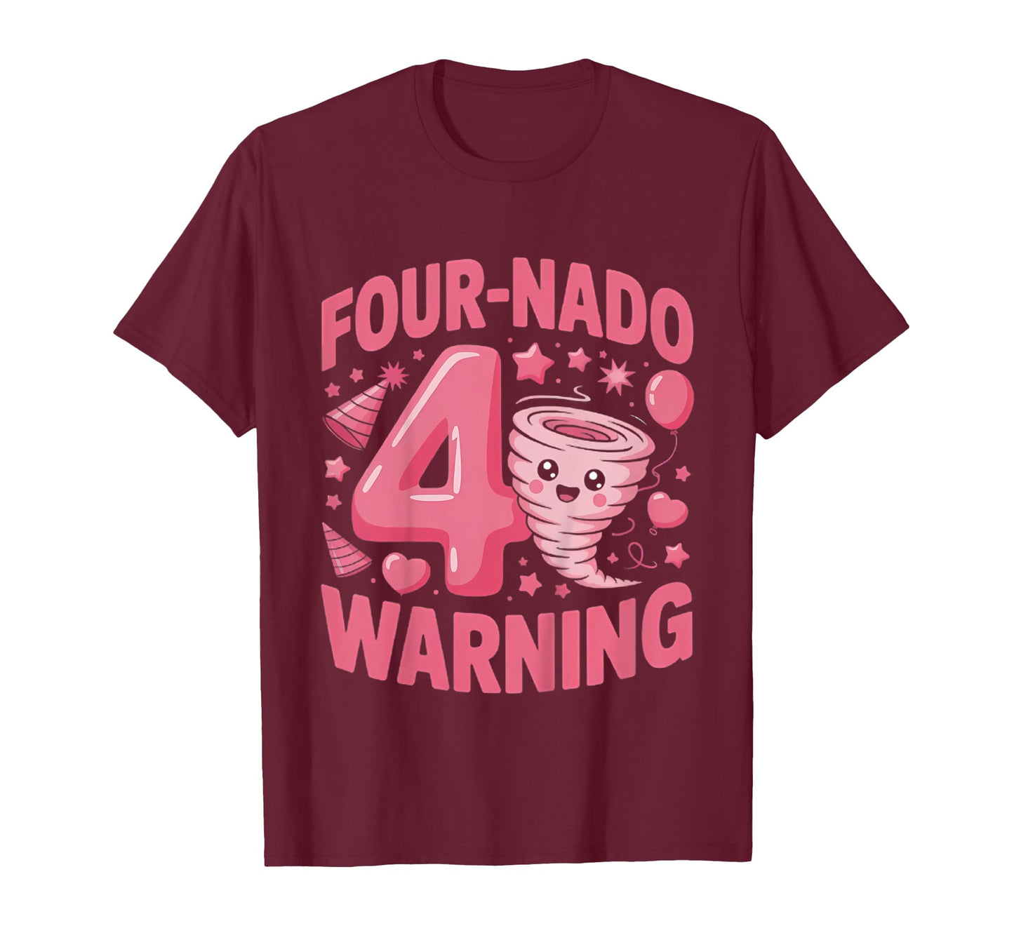 Kids Four-Nado Warning 4th Birthday Girl Tornado Birthday T-Shirt
