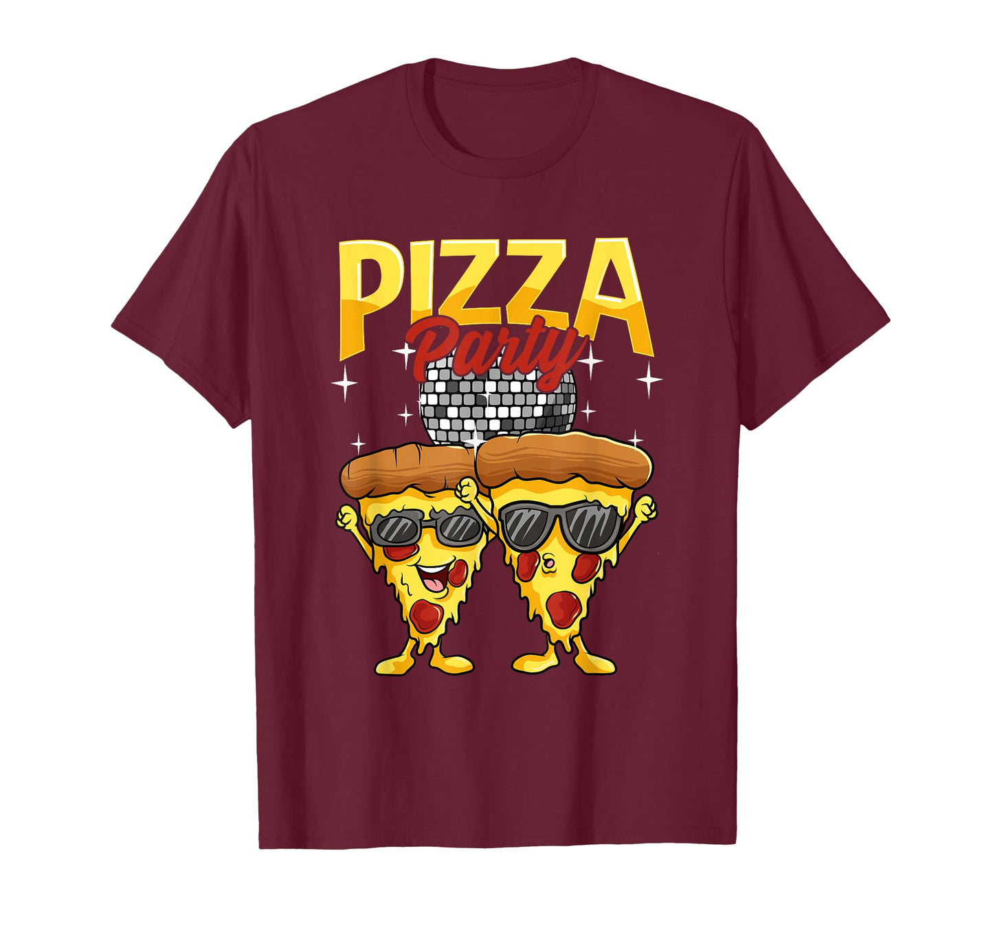 Funny Pizza Party Disco Ball Sunglass Wearing Slice Of Pizza T-Shirt