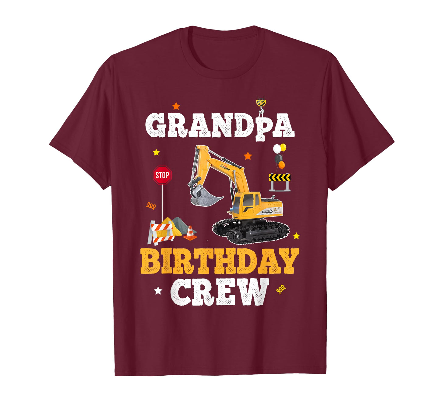 Grandpa Birthday Crew Construction Matching Family Excavator T-Shirt