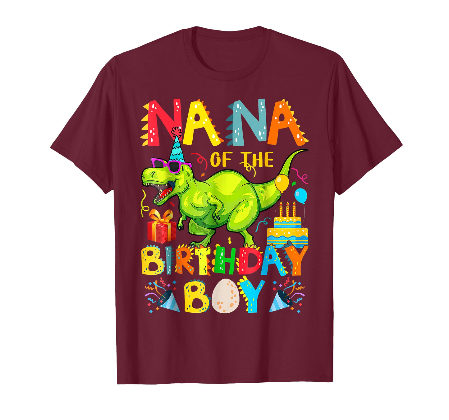 Nana of The Birthday Boy Family Matching Dinosaur T-Rex T-Shirt