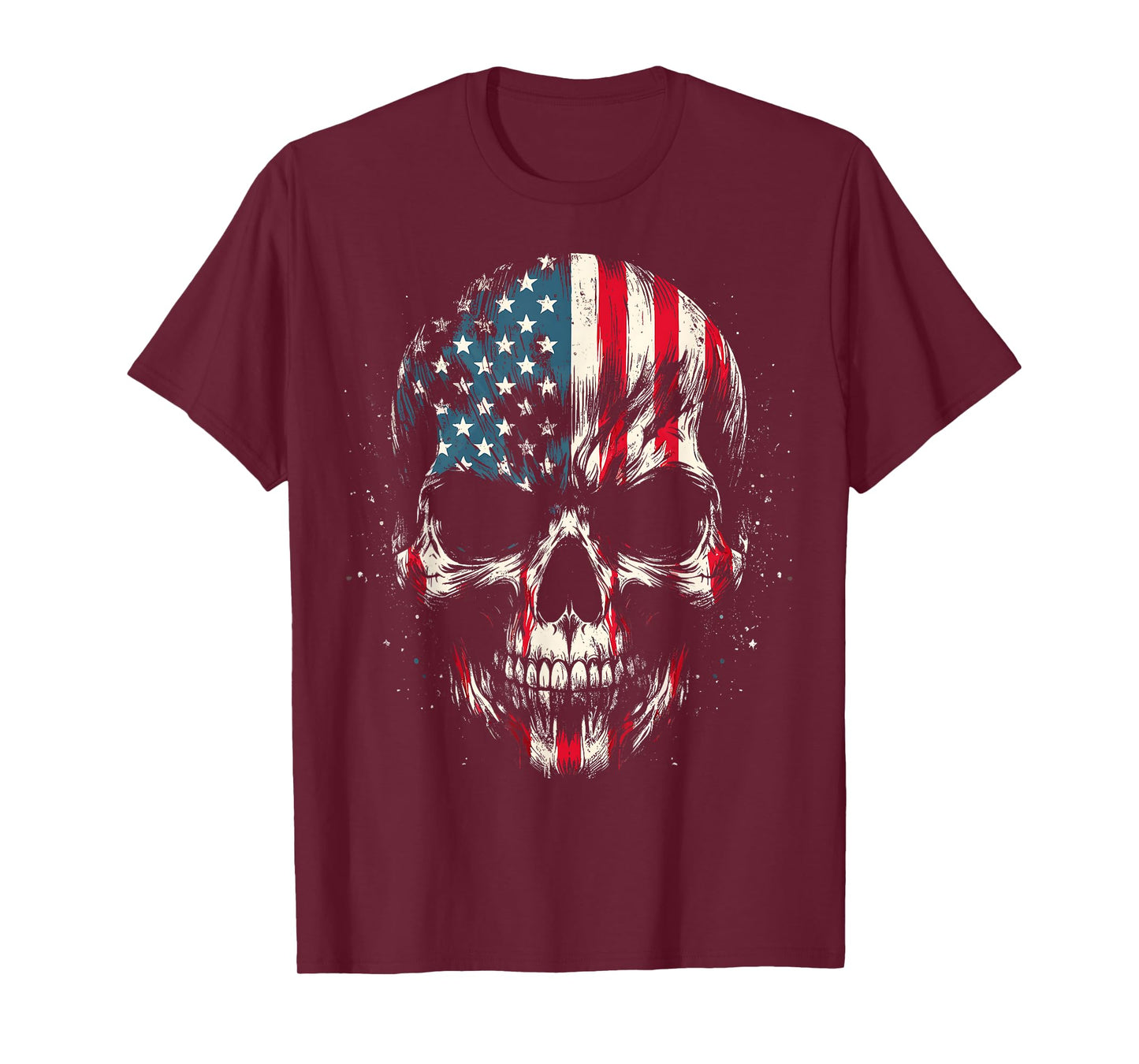 American Flag Skull Skeleton 4th Of July Patriotic Men Women T-Shirt