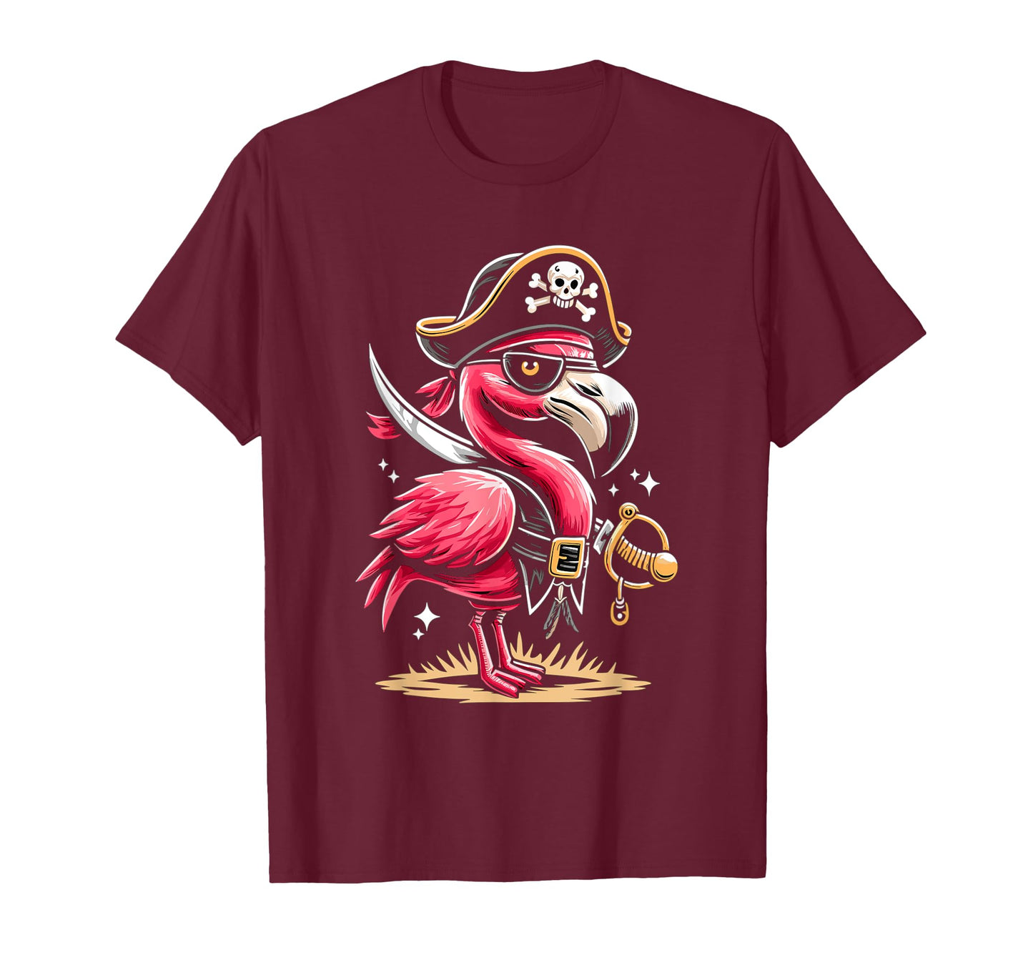 Pirate Flamingo Funny Halloween Party T-Shirt