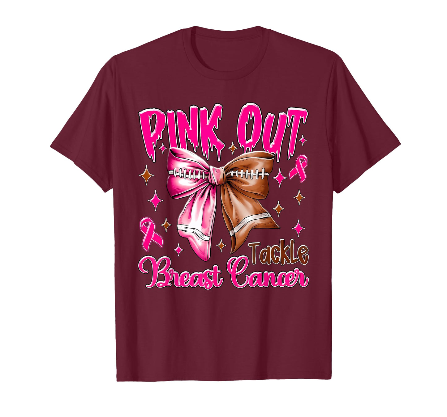 Pink Out Shirt Men Boy Kids Football Breast Cancer Awareness T-Shirt