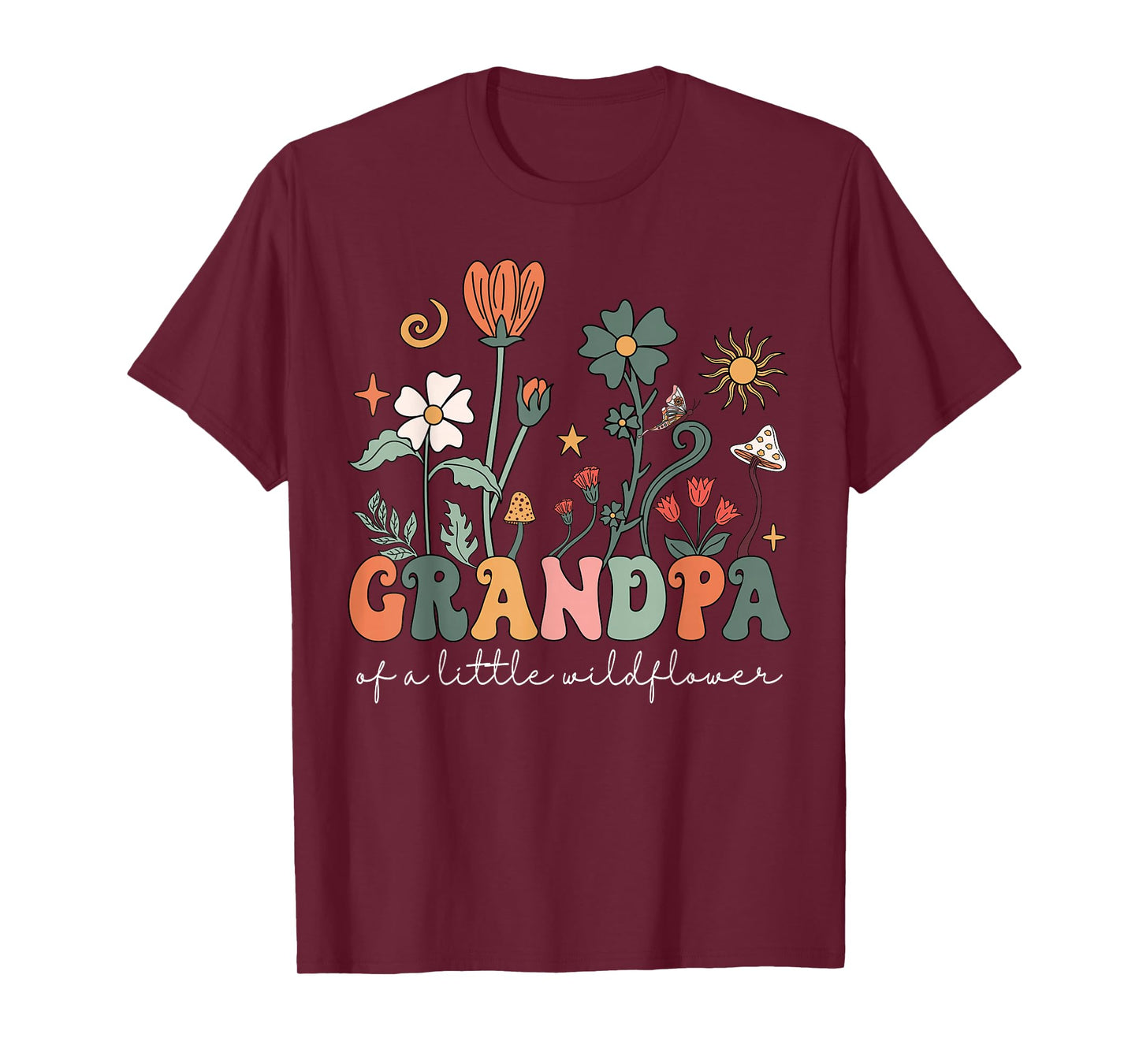 Grandpa Of A Little Wildflower Girls Women Family Matching T-Shirt