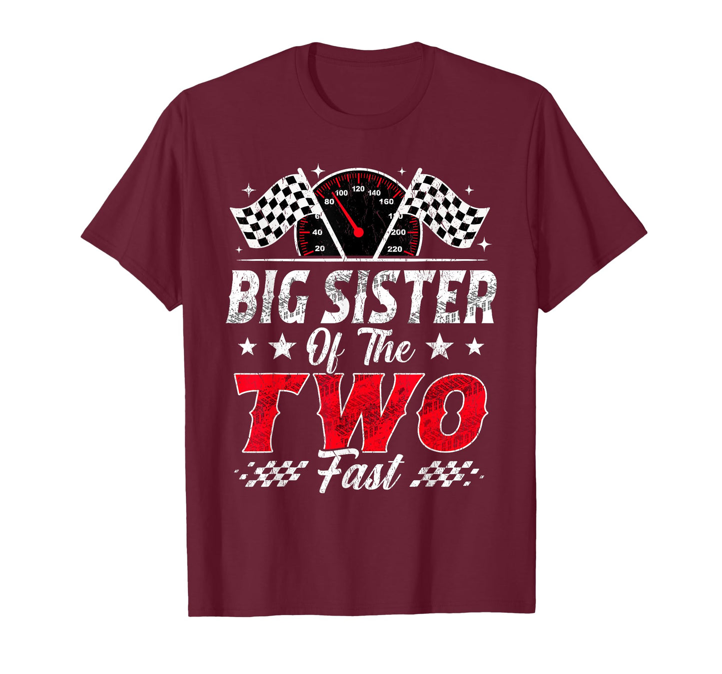Big Sister of The Two Fast 2nd Birthday Racing Car Family T-Shirt