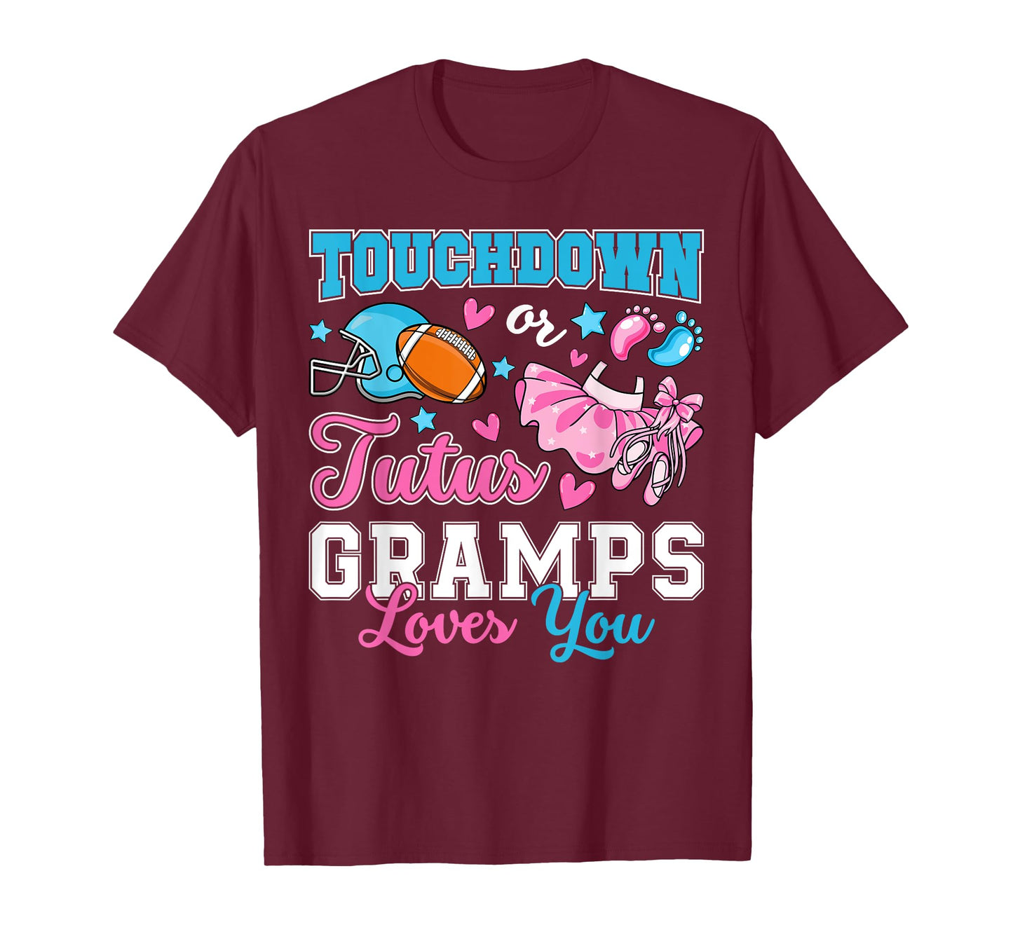 Touchdown or Tutus Gramps Loves You Cute Gender Reveal Baby T-Shirt