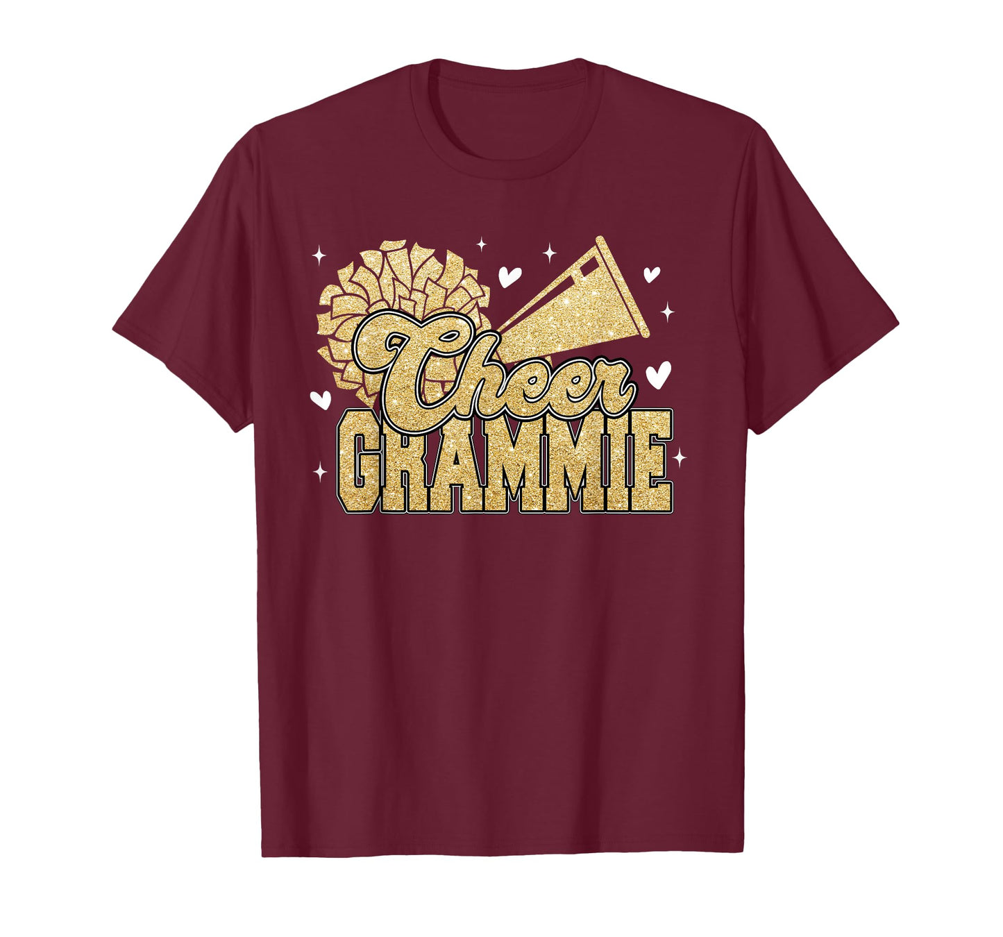Cheer Grammie Biggest Fan Cheerleader Yellow Gold Pom Pom T-Shirt