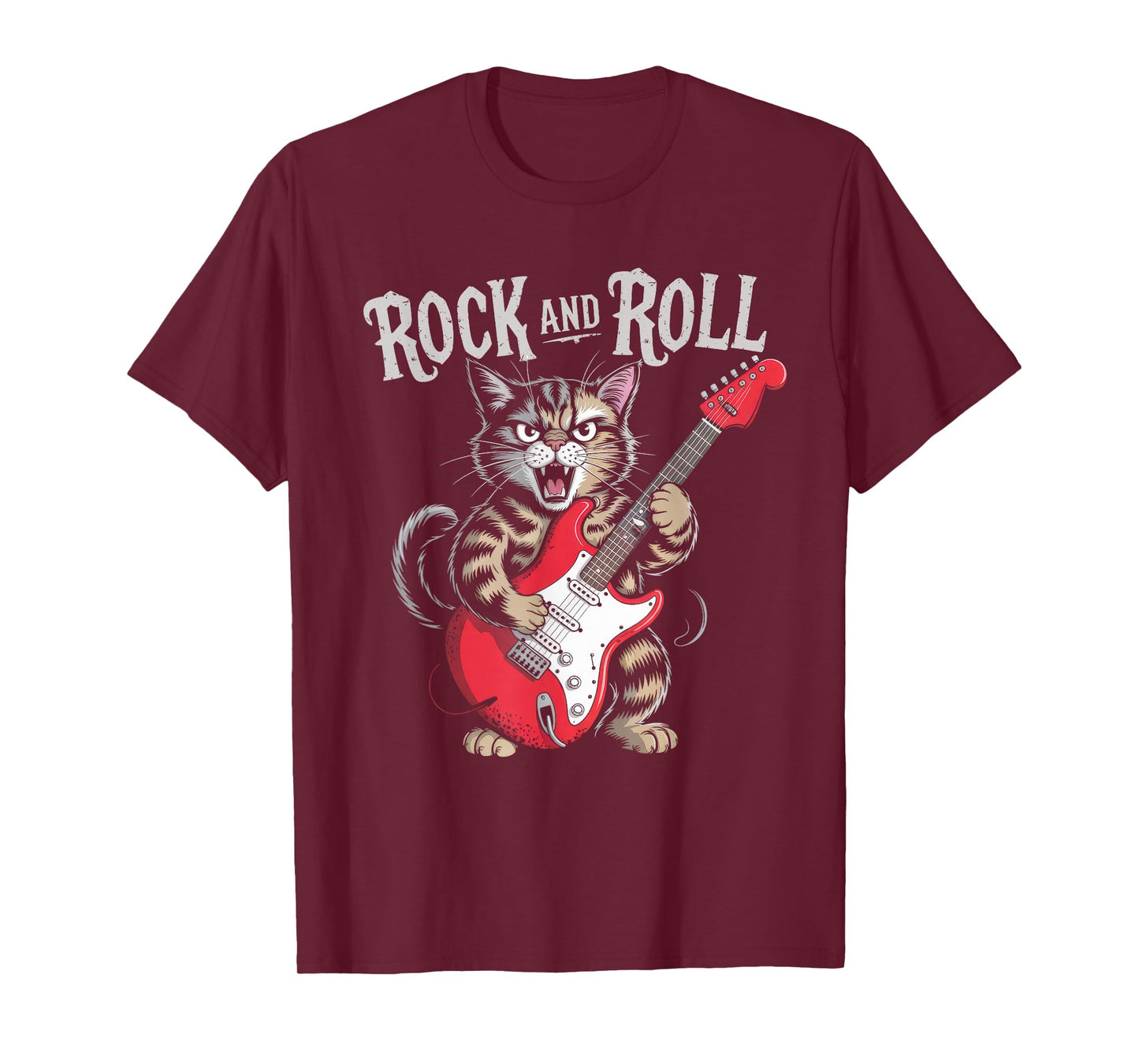 Rock and Roll Cat Playing Guitar Rock Star for Men Women Kid T-Shirt