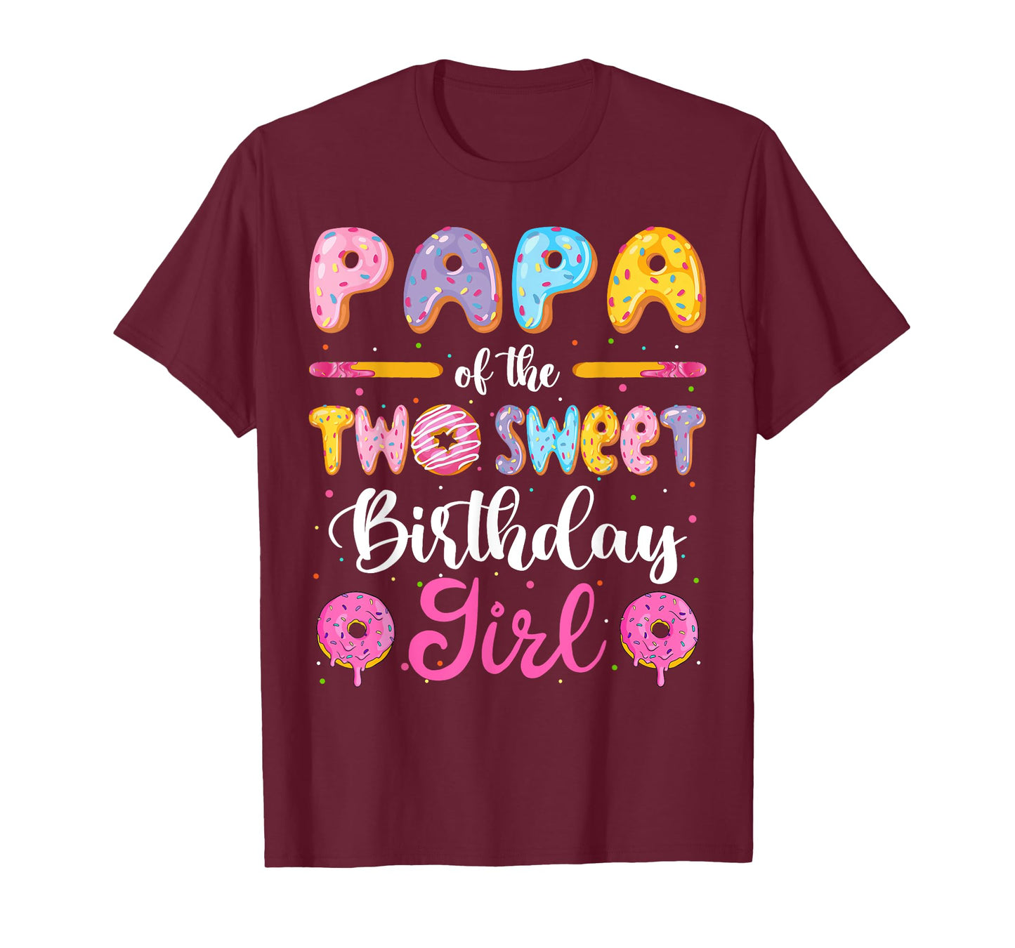 Papa Of The Two Sweet Birthday Girl Donut 2Nd Birthday T-Shirt