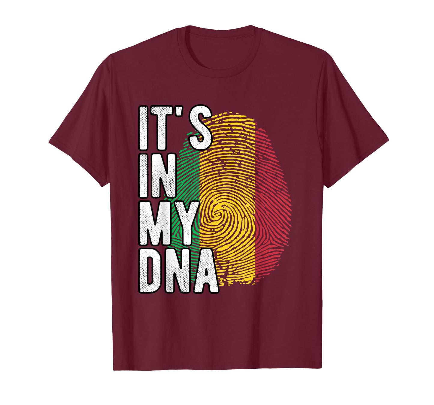 Funny it's in my DNA Mali flag Fingerprint T-Shirt