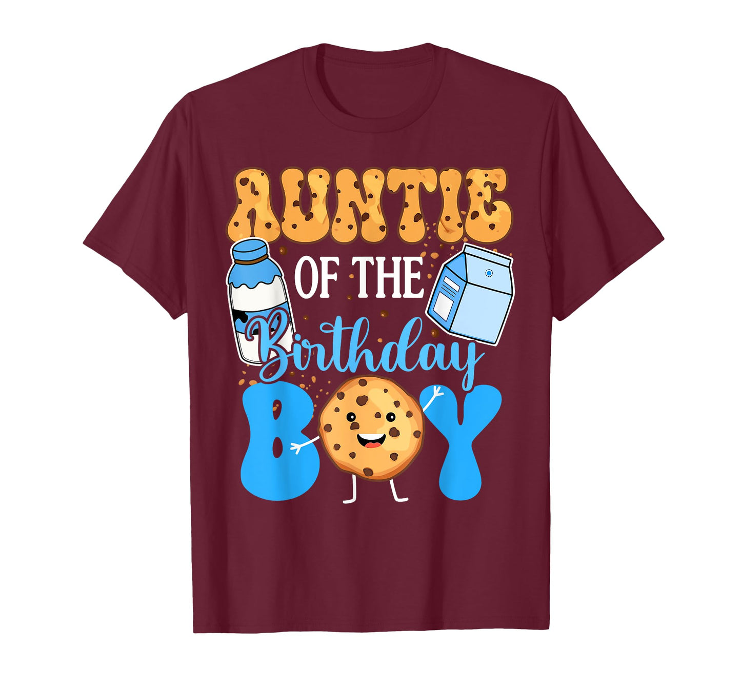Auntie of the Birthday Boy Milk and Cookies 1st Birthday T-Shirt