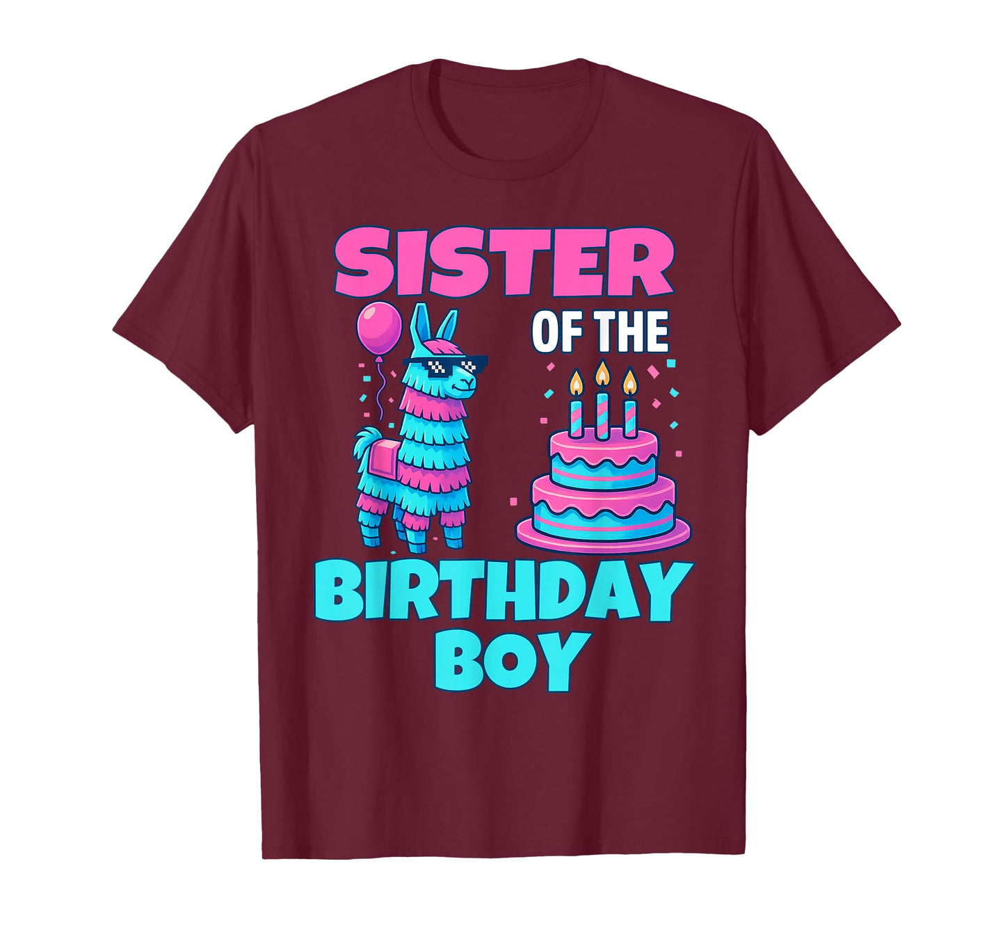 Sister Birthday Boy Llama Pinata Party family mathing women T-Shirt