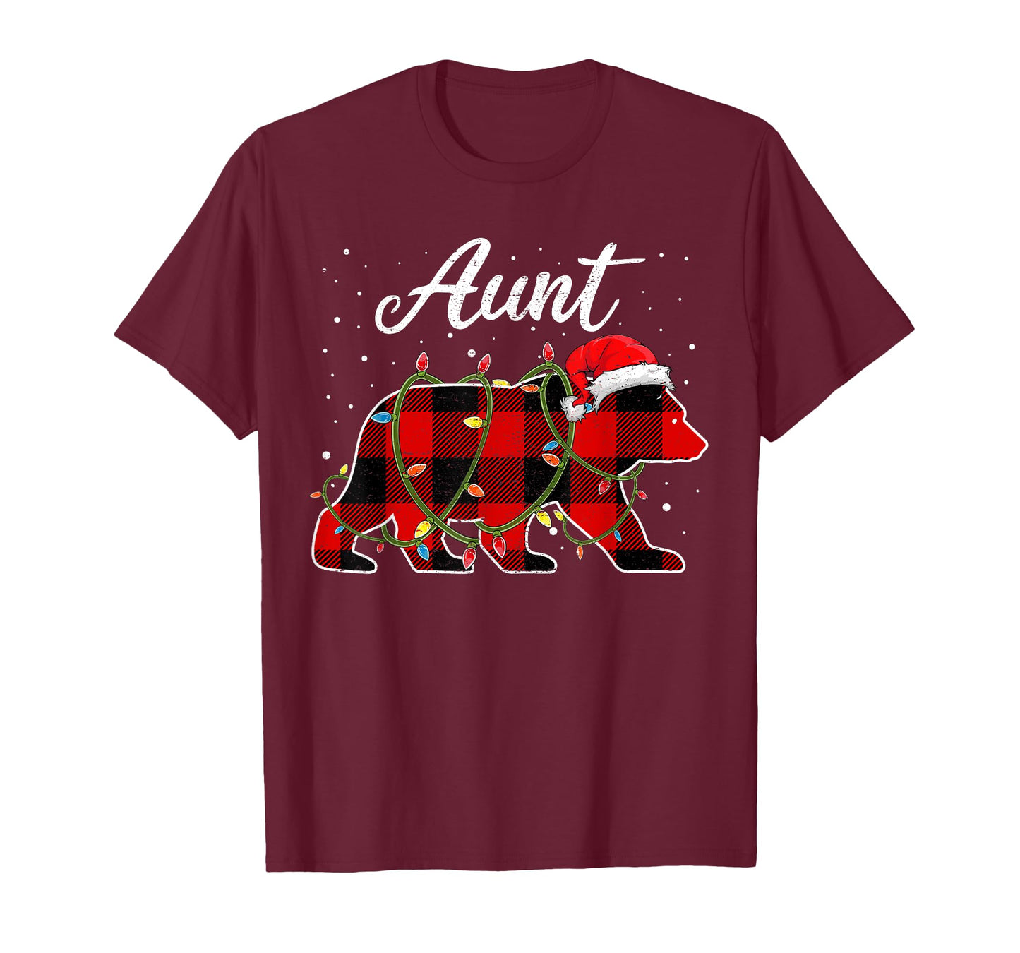 Aunt Bear Shirt, Red Buffalo Plaid Auntie Bear Pajama T-Shirt
