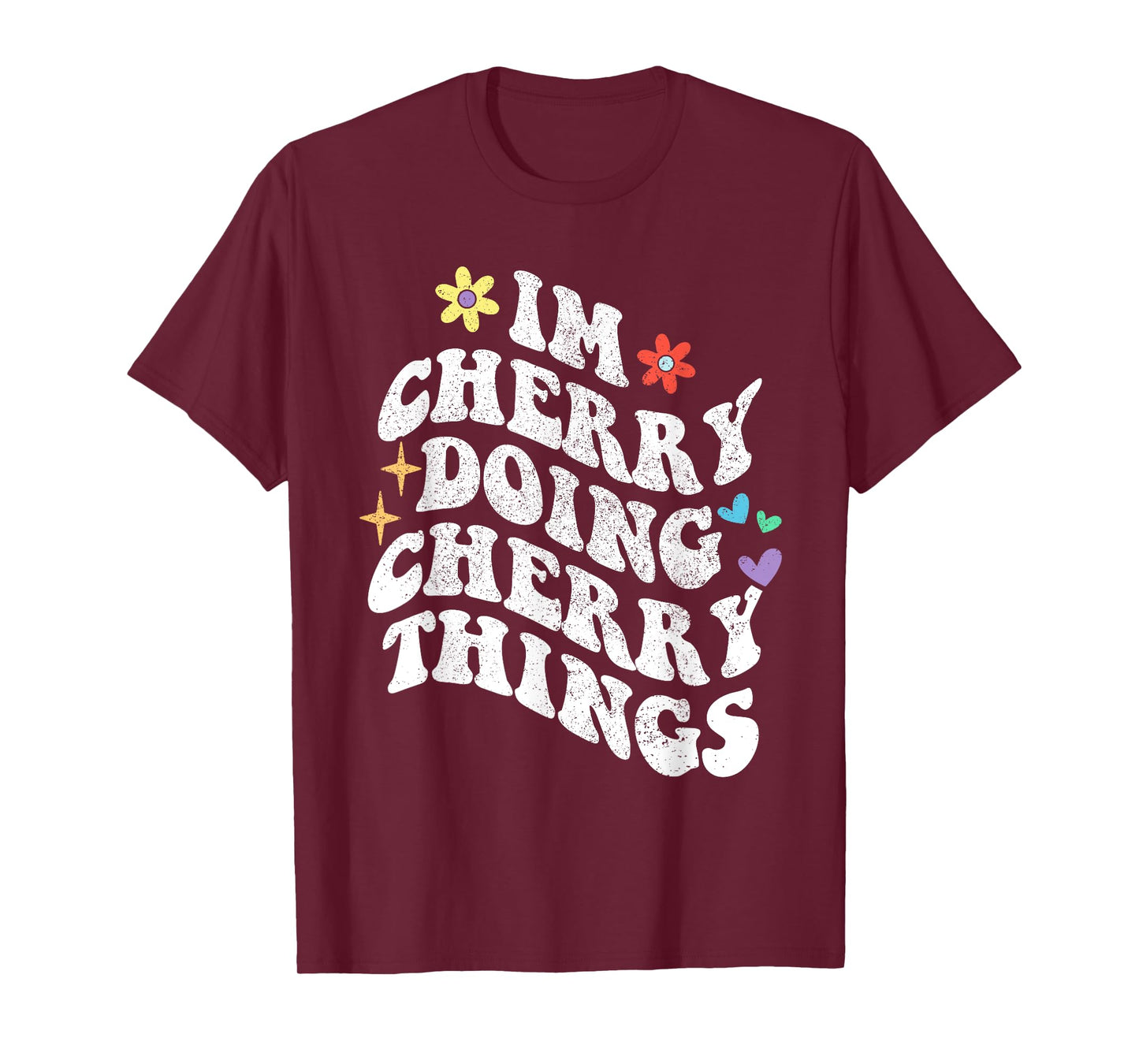 Personalized Name Mothers Day outfit For Women Retro Groovy Im Cherry Doing Cherry Things Funny Mother's T-Shirt