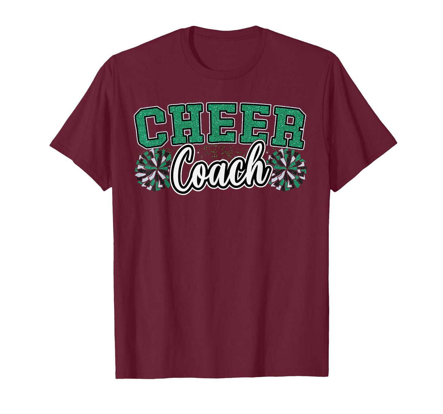 Loud Proud Cheer Coach Pom Poms Green Cheerleader Women T-Shirt