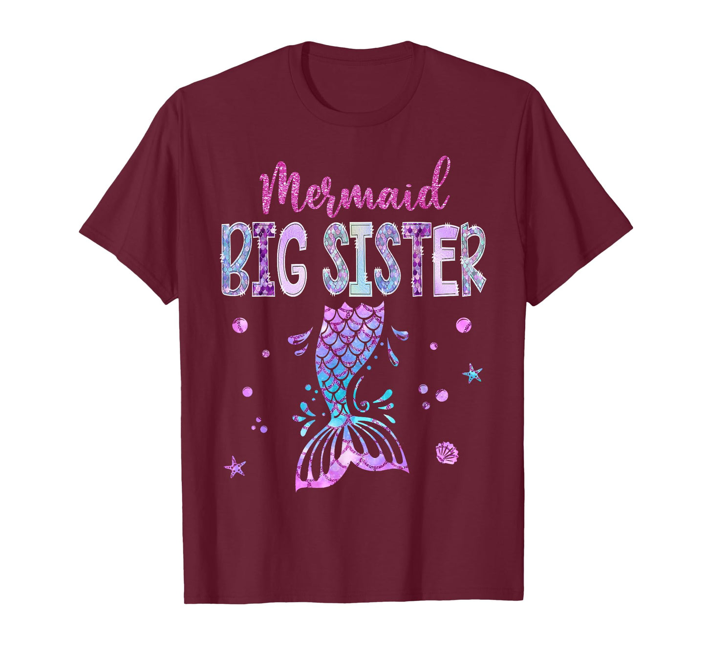 Mermaid Big Sister Birthday Party Girl Family Matching T-Shirt