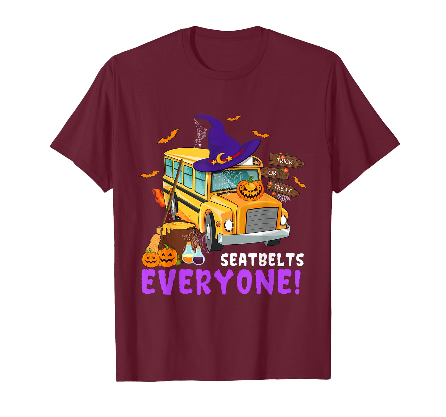 Seatbelts Everyone School Bus Driver Spooky Halloween Party T-Shirt