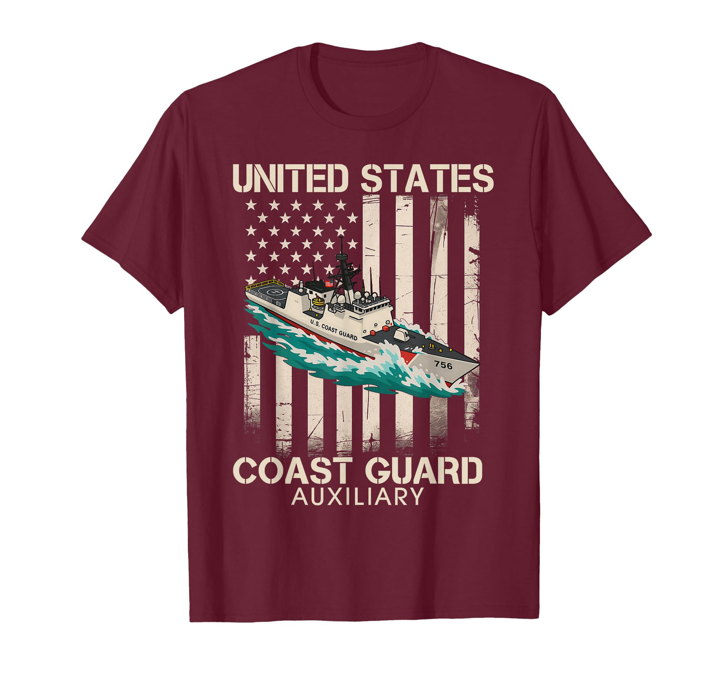 Patriotic US Coast Guard Auxiliary USCG USA Flag Veterans T-Shirt