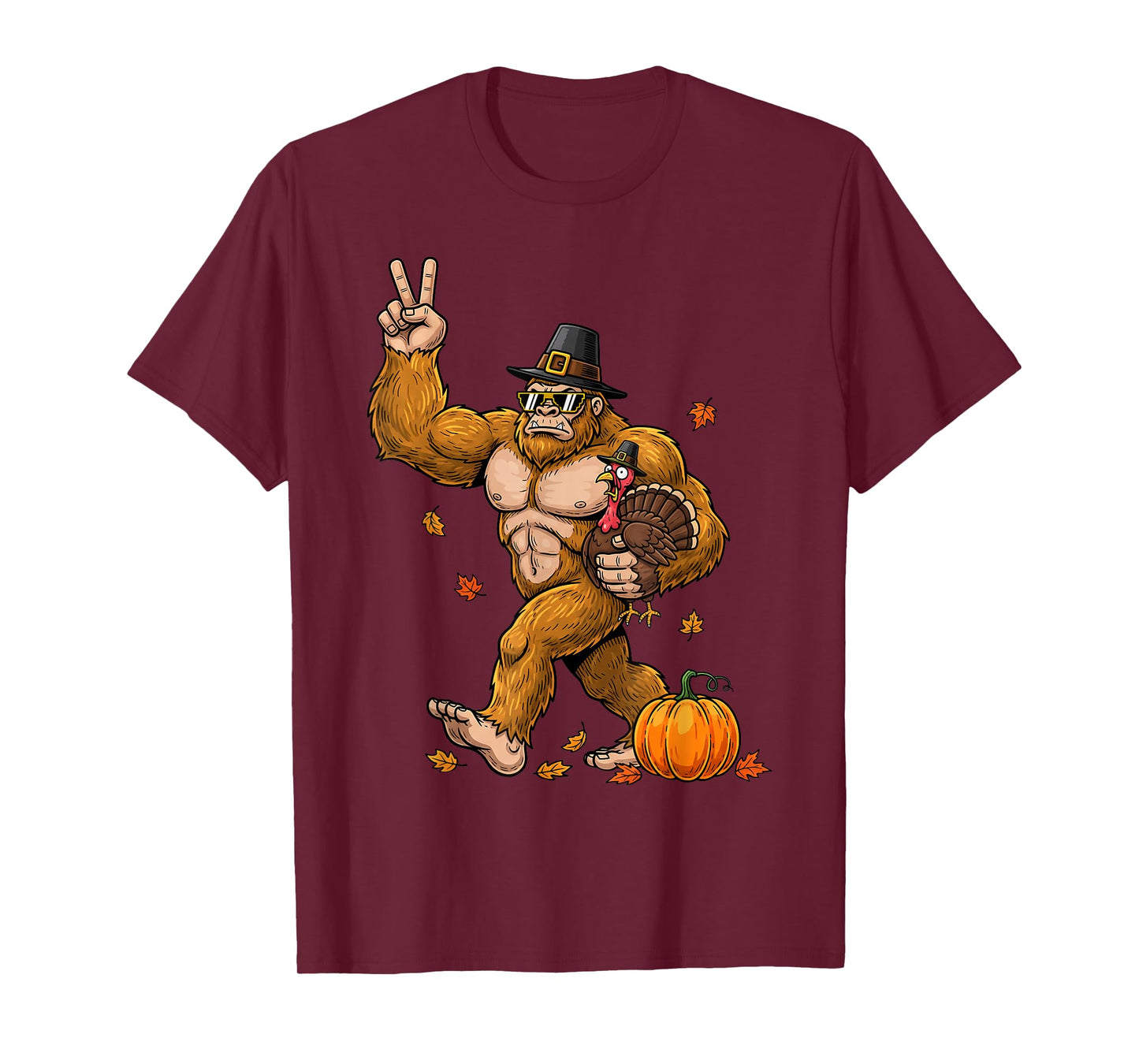 Sasquatch Turkey Thanksgiving Pajamas Kids Boys Men Women T-Shirt