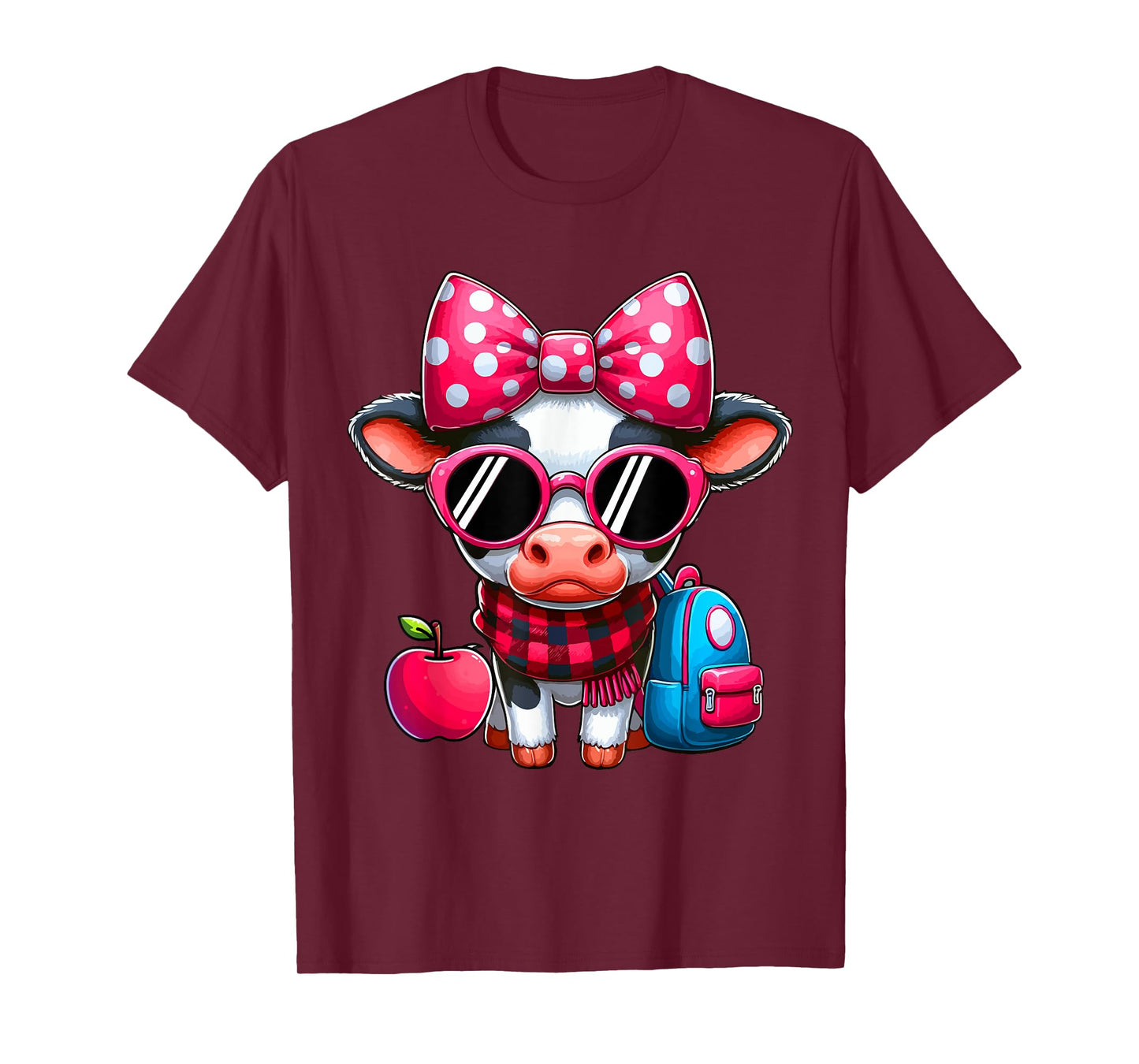 Cow Bow Tie Students Teacher Back To School Farmer Lover T-Shirt