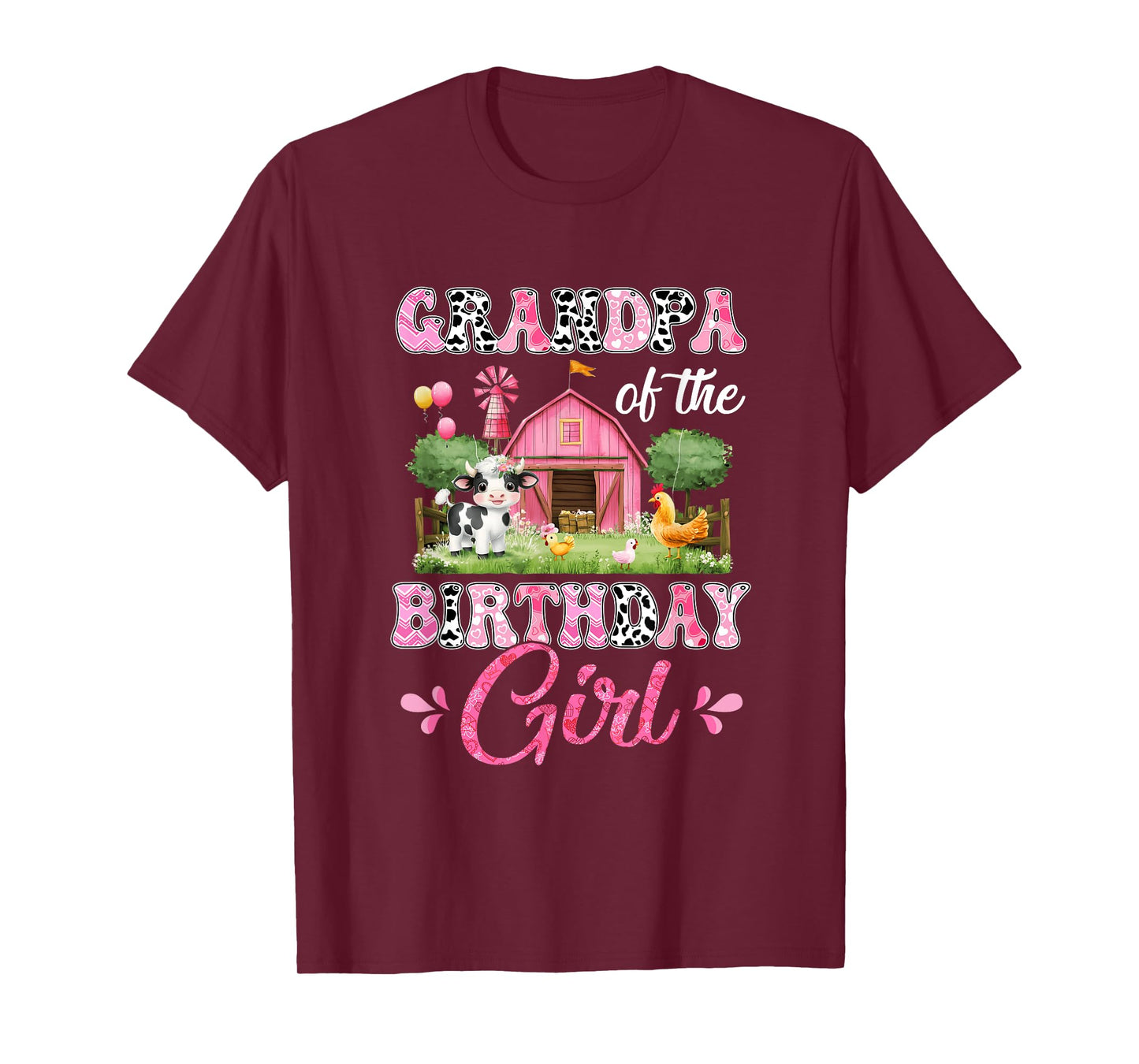 Grandpa Of The Birthday Girl 1St Birthday Cow Farm Family T-Shirt