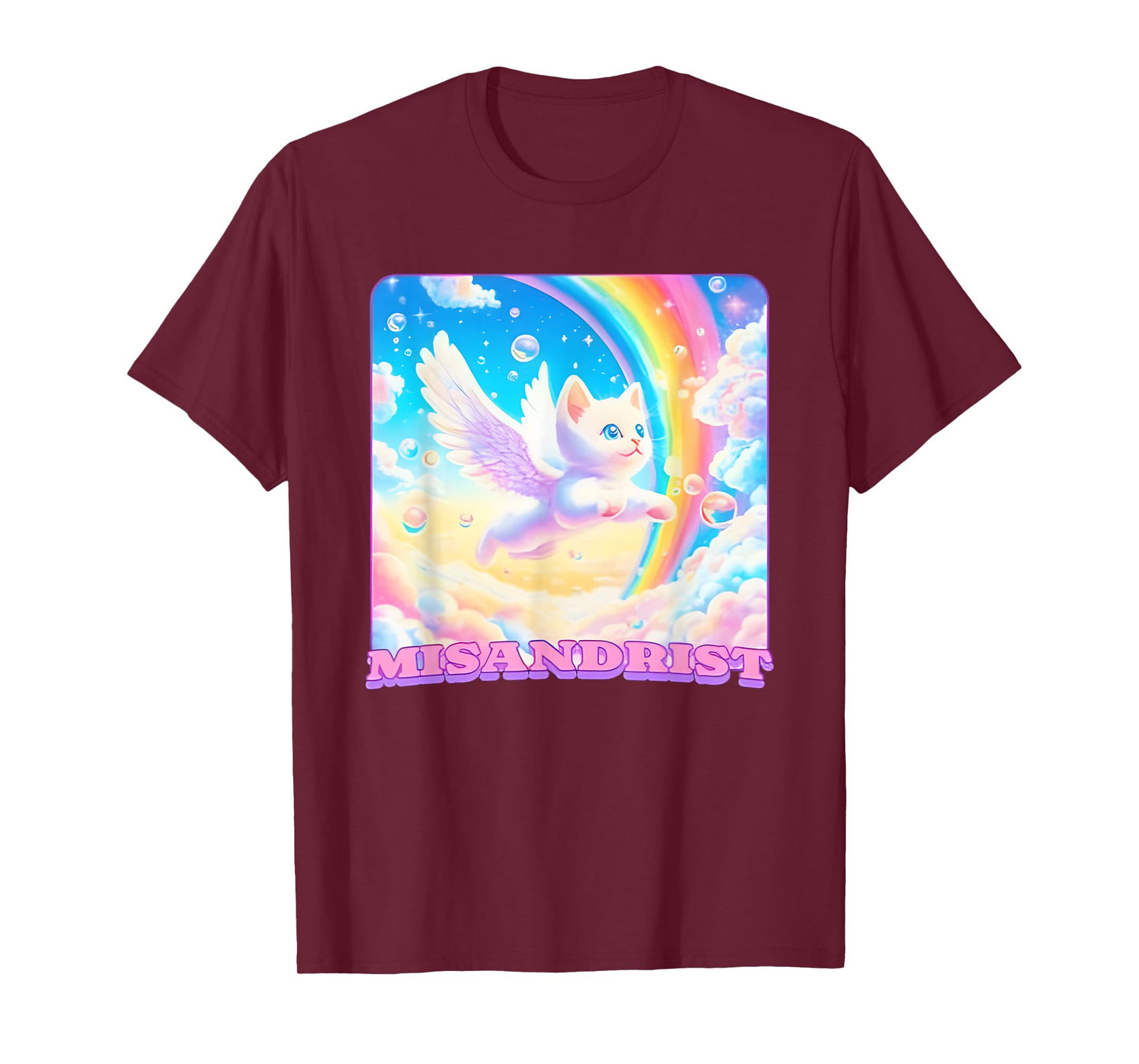 Misandrist Cat Wings Rainbow T-Shirt
