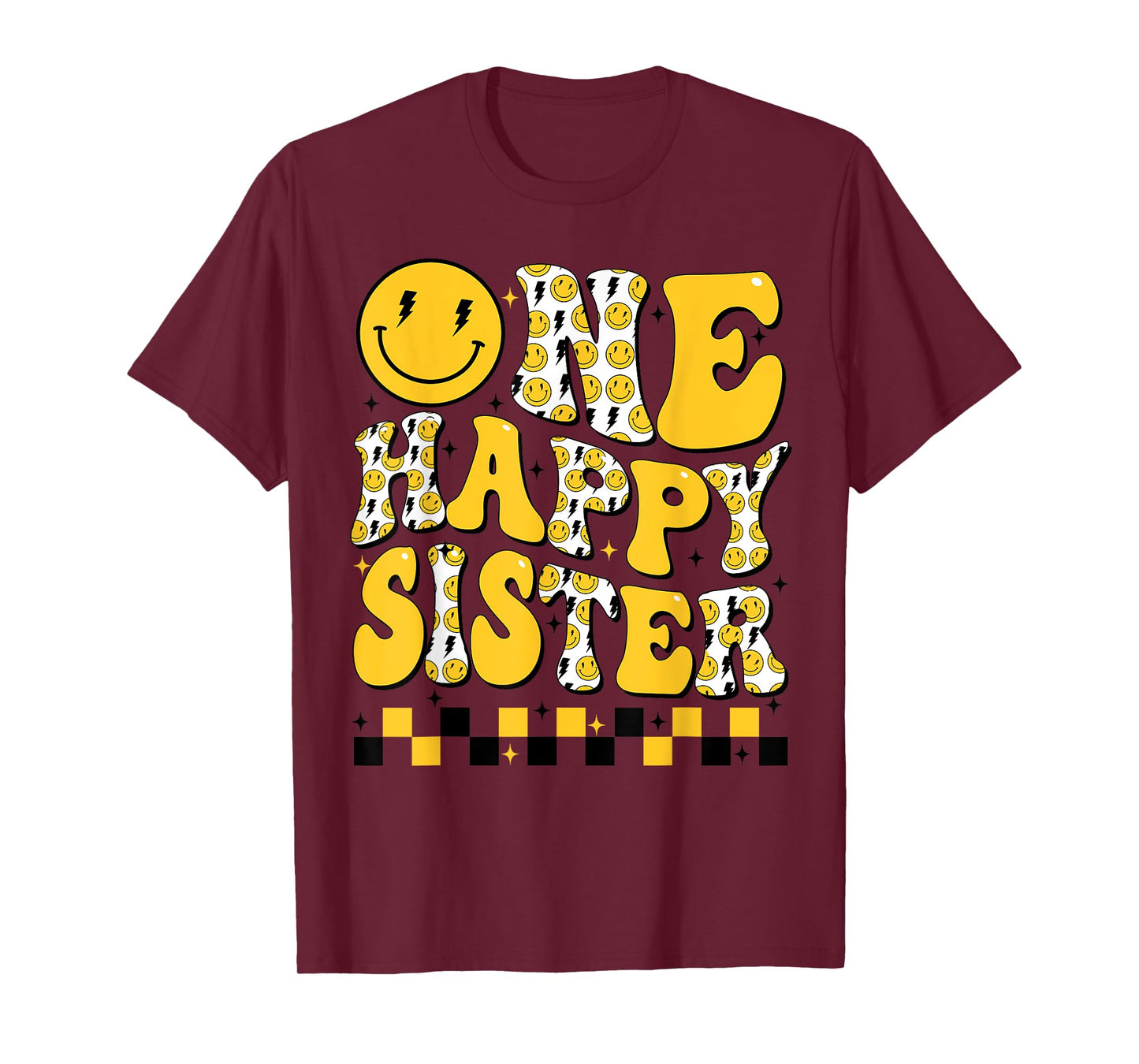 One Happy Sister First Smile Face Birthday Family Matching T-Shirt