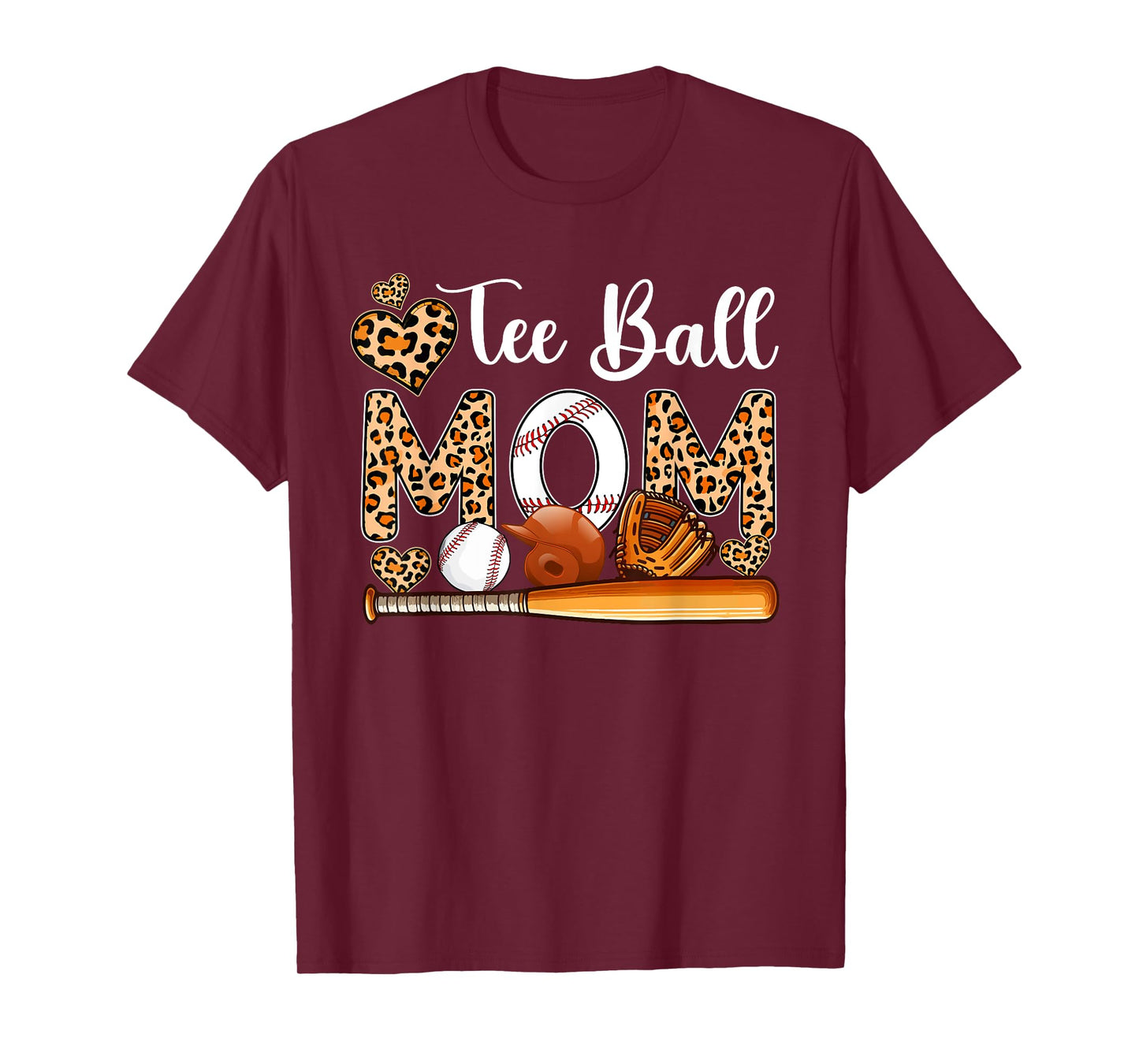 Tee Ball Cute Mom Leopard Costume Baseball Mother's Day T-Shirt