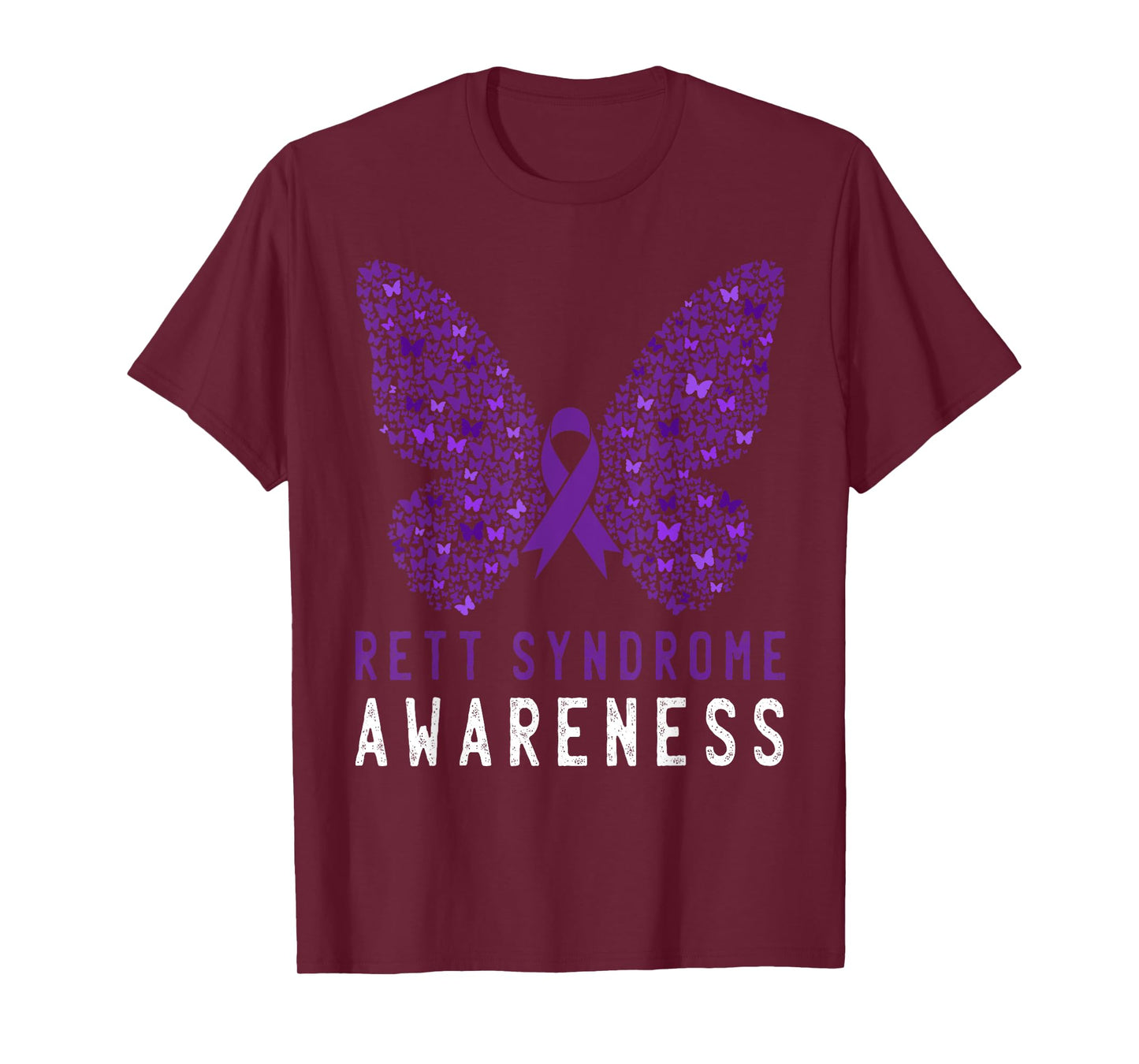 Rett Syndrome Awareness Butterfly Purple Ribbon Support T-Shirt