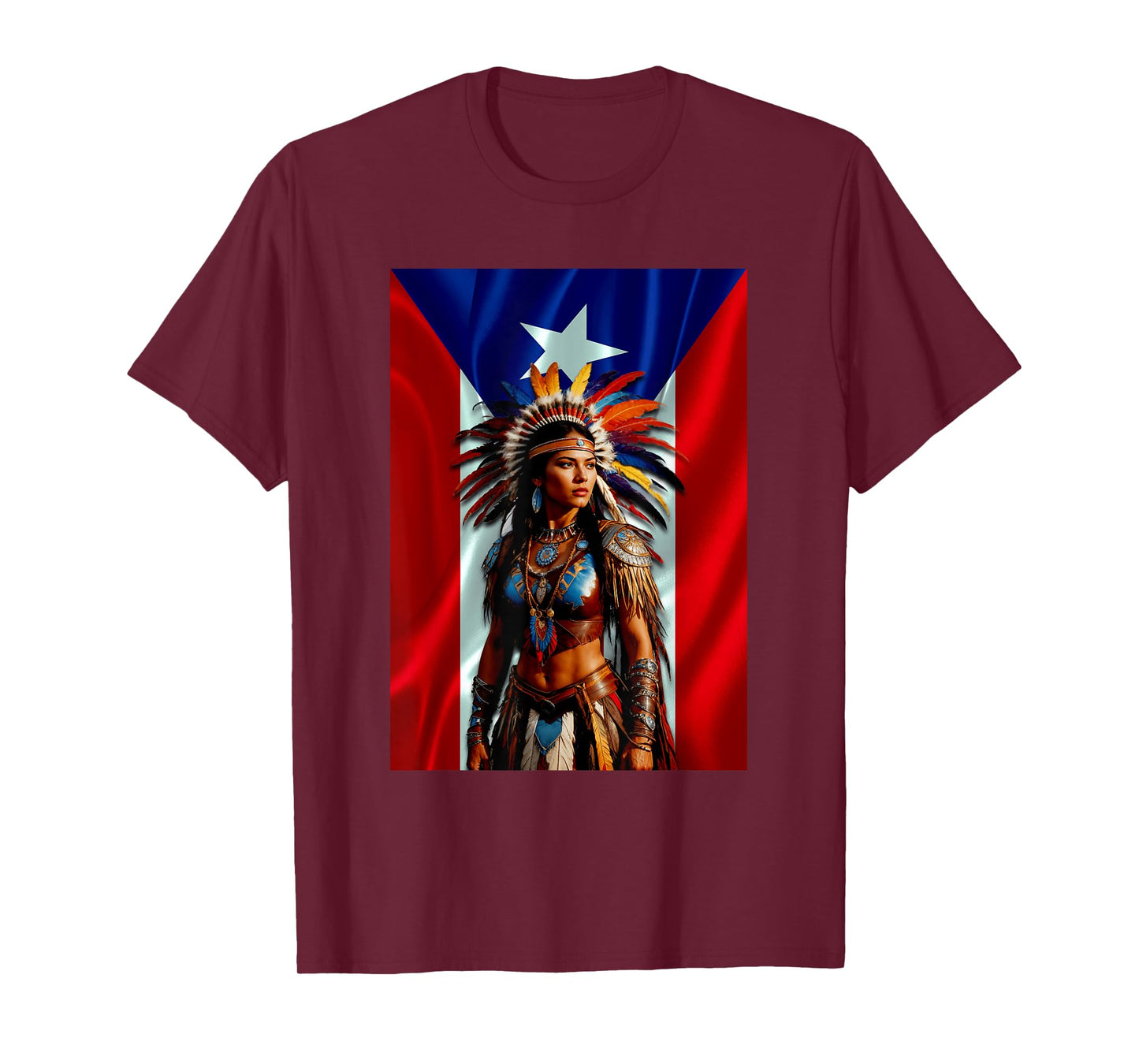 Boricua Taino Woman Puerto Rico Flag Hispanic Heritage Month T-Shirt