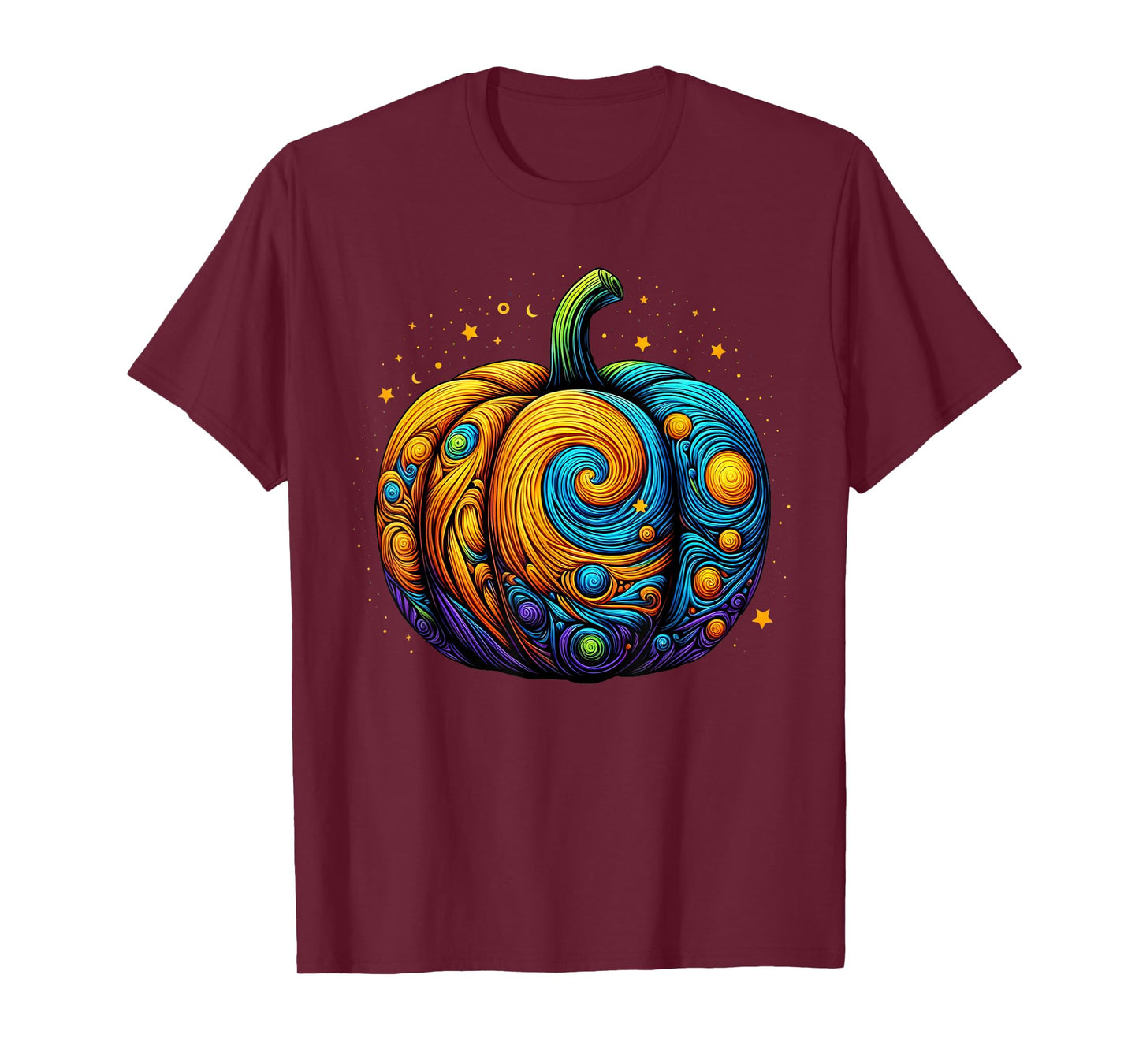 Pumpkin Halloween Starry Night Van Gogh Thanksgiving Fall T-Shirt