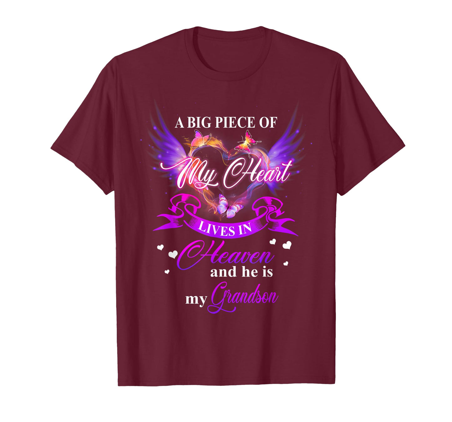 My Heart Lives In Heaven And He Is My Grandson Remember Love T-Shirt
