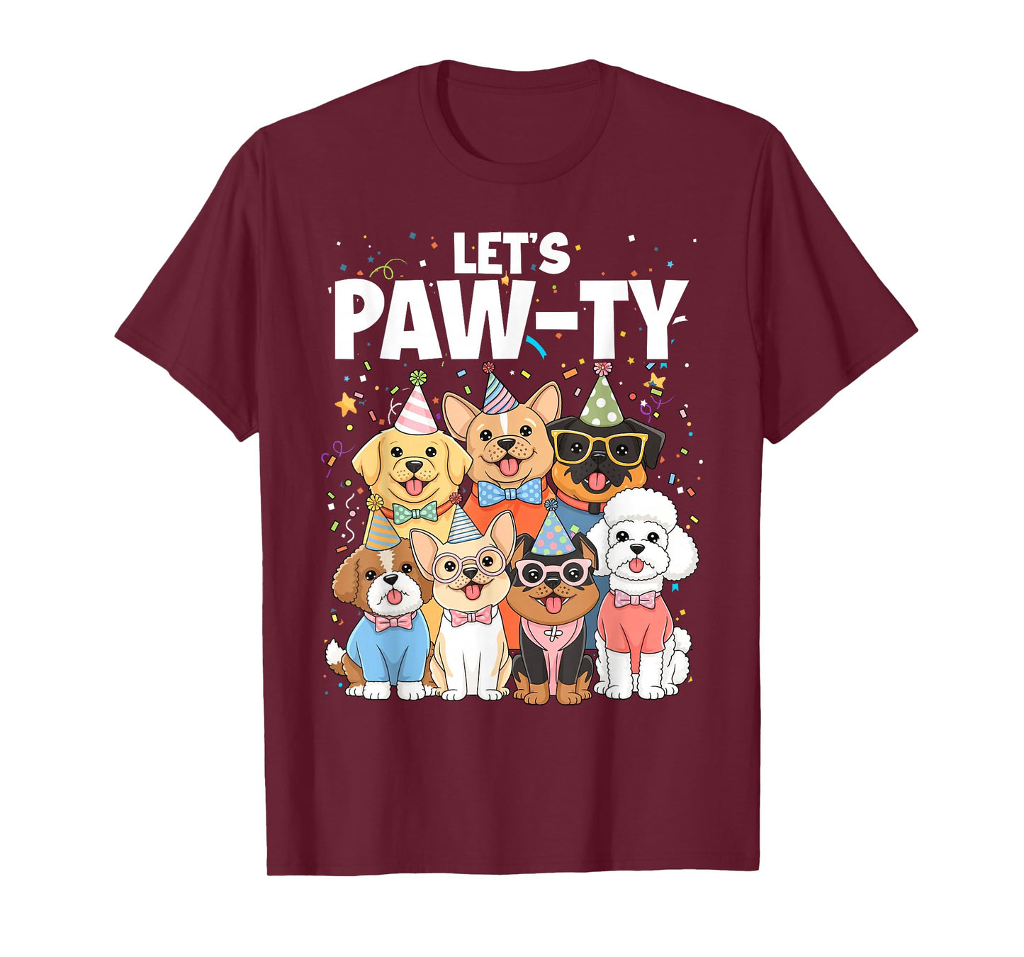 Dog Mom Birthday Dog Bday Boy Girl Let's Pawty Birthday T-Shirt