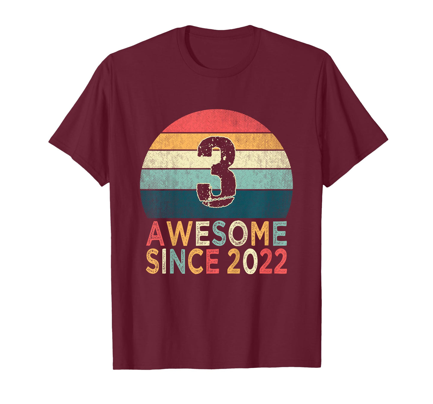 Kids 3rd Birthday Vintage Retro 3 Years Old Awesome Since 2022 T-Shirt