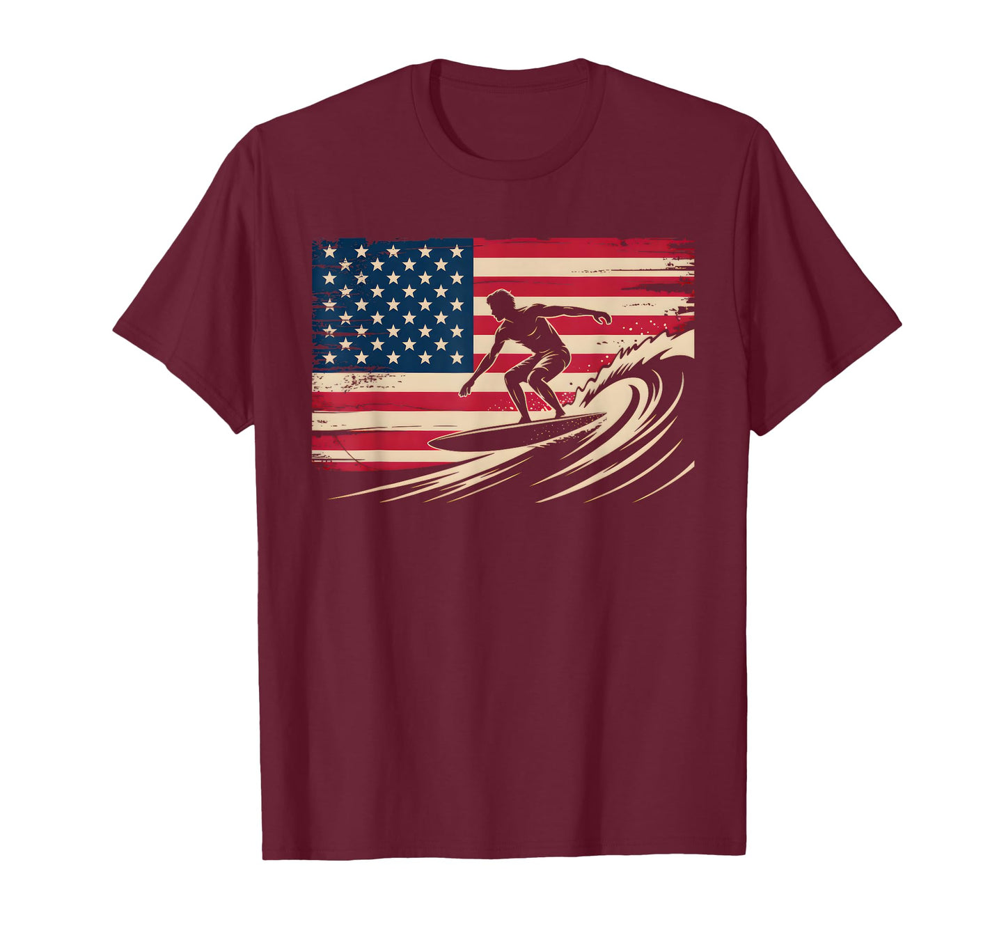 Cool Surfing For Men Women 4th Of July American Flag Surfer T-Shirt