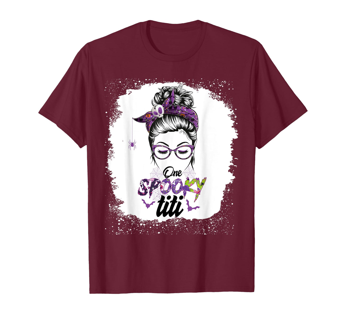 One Spooky Titi Bleached Messy Bun Funny Halloween Women T-Shirt