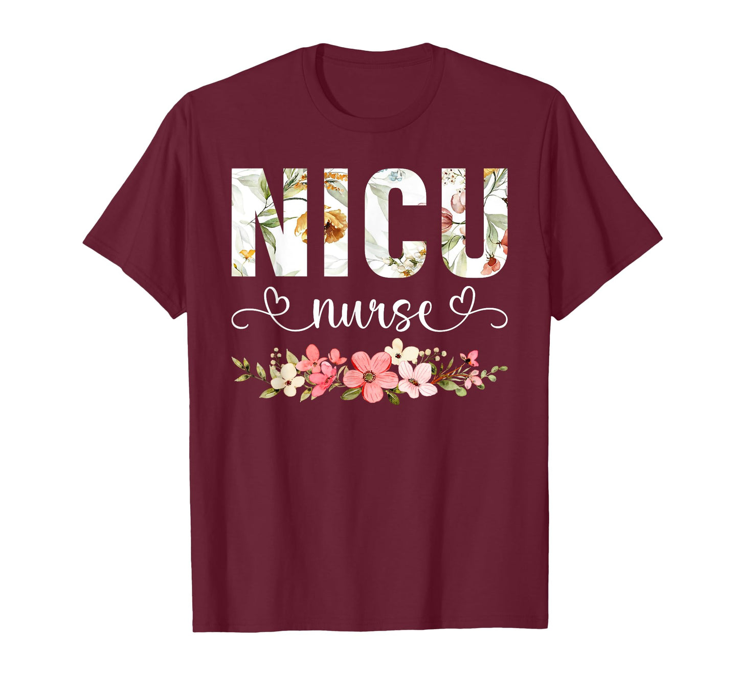 Floral NICU Nurse RN Neonatal Intensive Care Unit Nursing T-Shirt