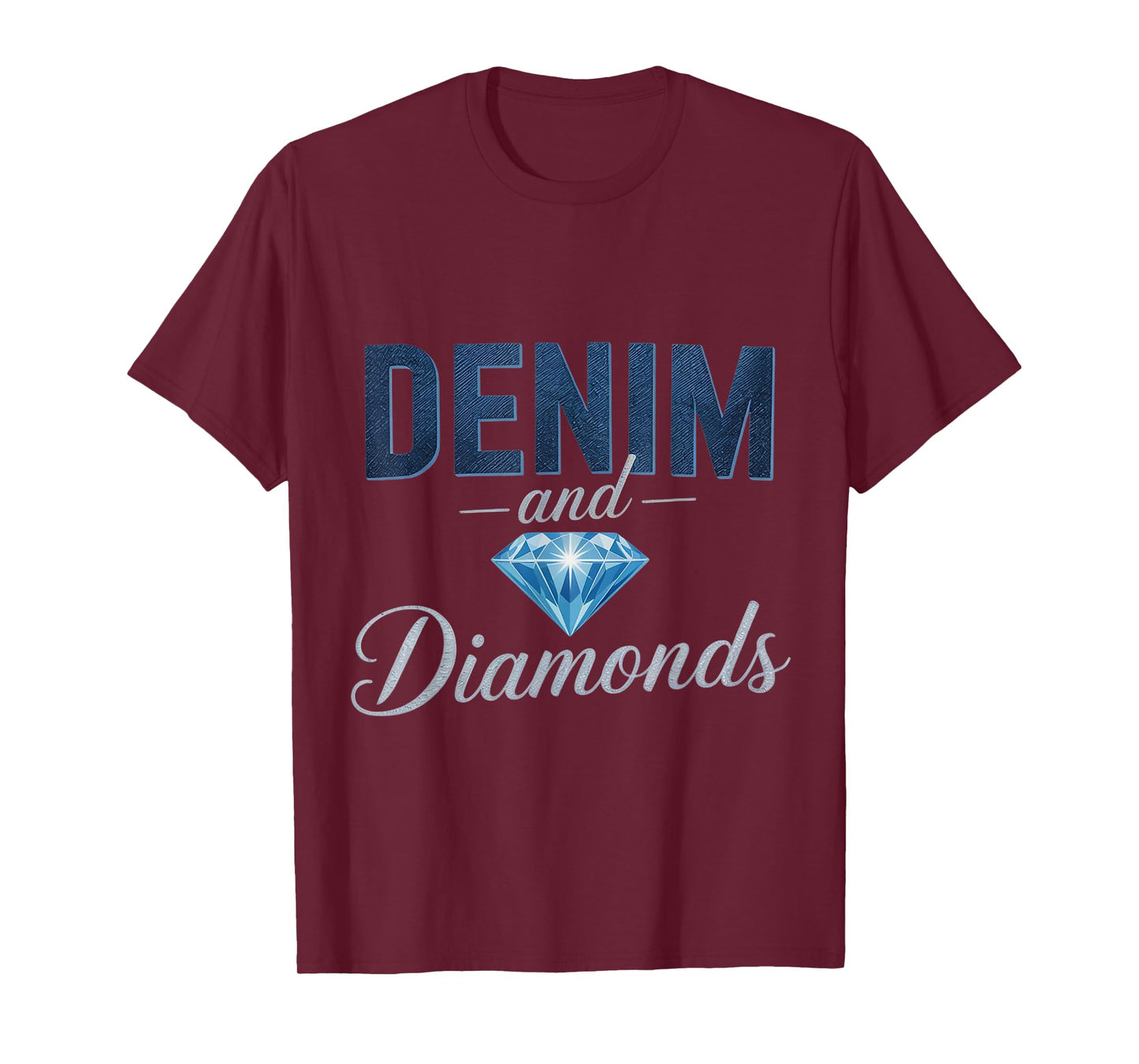 Denim and Diamonds Graphic Design Casual Style for Ladies T-Shirt